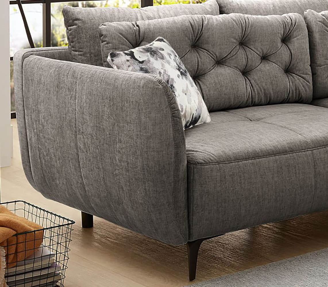 Sofas Jockenhu00F6fer Gruppe Jockenhöfer Gruppe Ecksofa Salo L-Form | Retro-Design mit Wellenfederung & 7 Kissen | Frei platzierbar & beidseitig nutzbar dunkelgrau