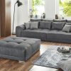 Jockenhu00F6fer Gruppe Hocker Jockenhöfer Gruppe Hocker 'Moldau' XXL (120x120cm) mit Steppungen - Hochwertiger Polsterhocker für Wohnzimmer & Flur dunkelgrau