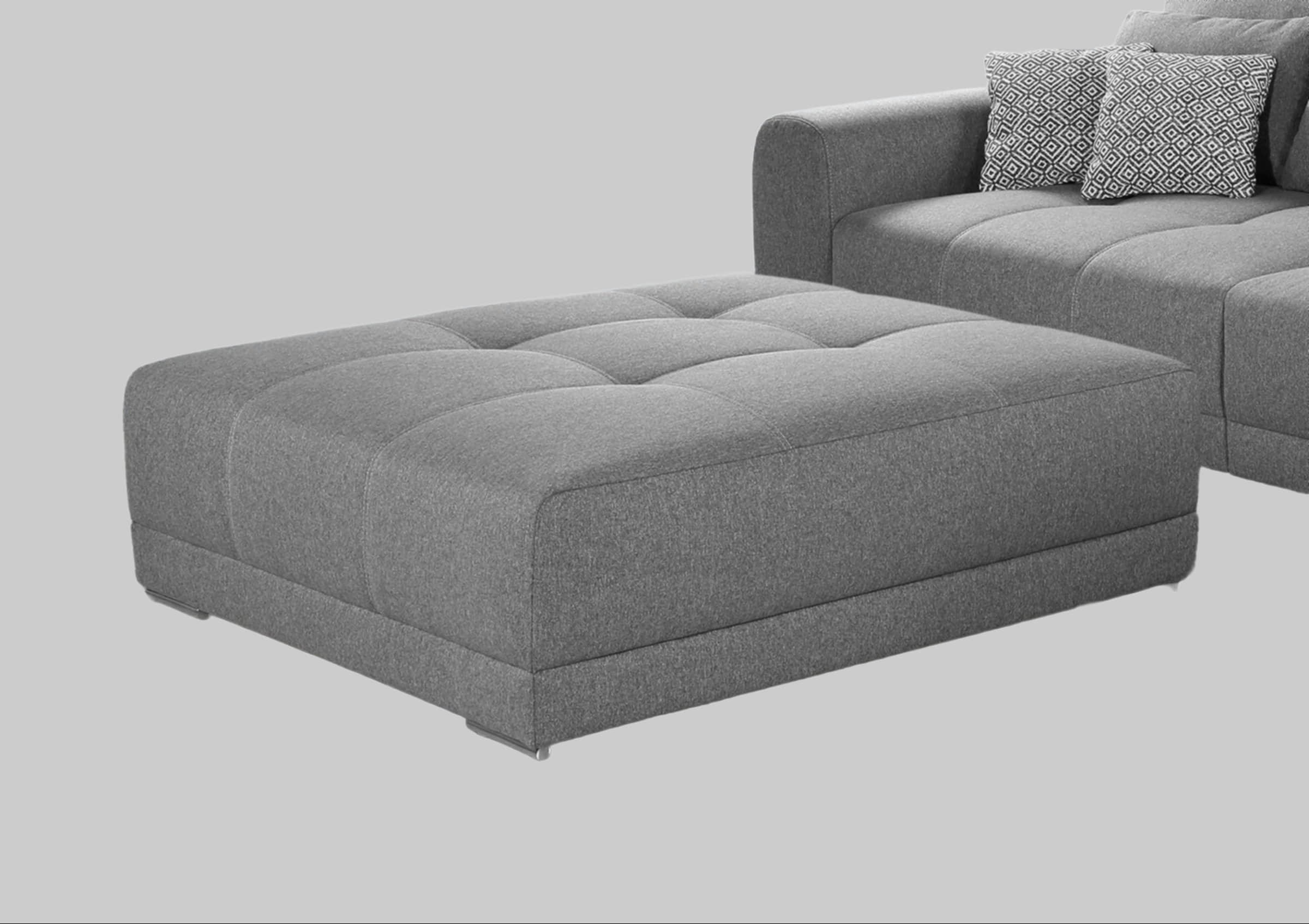 Jockenhu00F6fer Gruppe Hocker Jockenhöfer Gruppe Hocker 'Moldau' XXL (120x120cm) mit Steppungen - Hochwertiger Polsterhocker für Wohnzimmer & Flur hellgrau