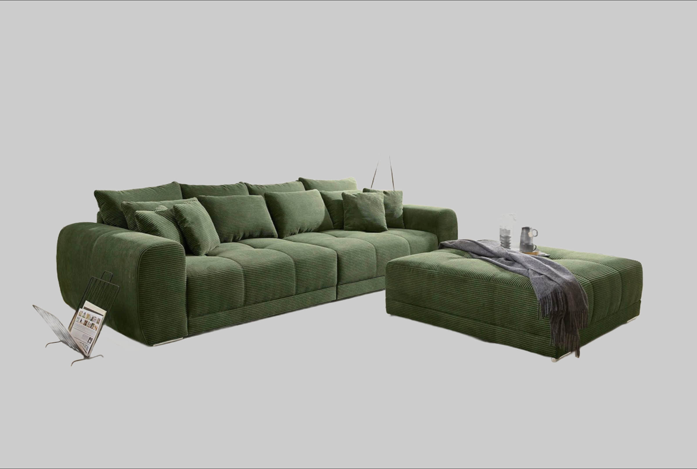 Jockenhöfer Gruppe Hocker 'Moldau' XXL (120x120cm) mit Steppungen - Hochwertiger Polsterhocker für Wohnzimmer & Flur grün Hocker Jockenhu00F6fer Gruppe