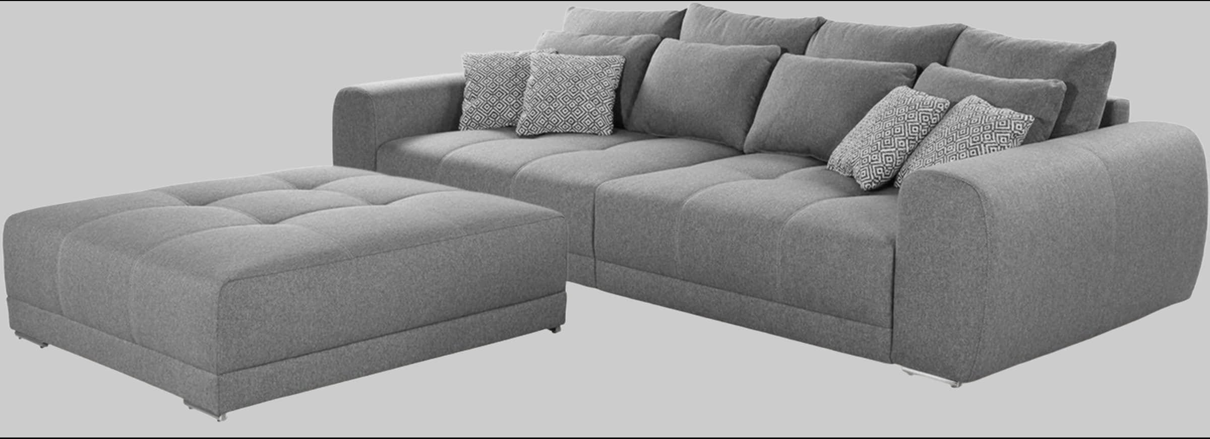 Jockenhu00F6fer Gruppe Hocker Jockenhöfer Gruppe Hocker 'Moldau' XXL (120x120cm) mit Steppungen - Hochwertiger Polsterhocker für Wohnzimmer & Flur hellgrau