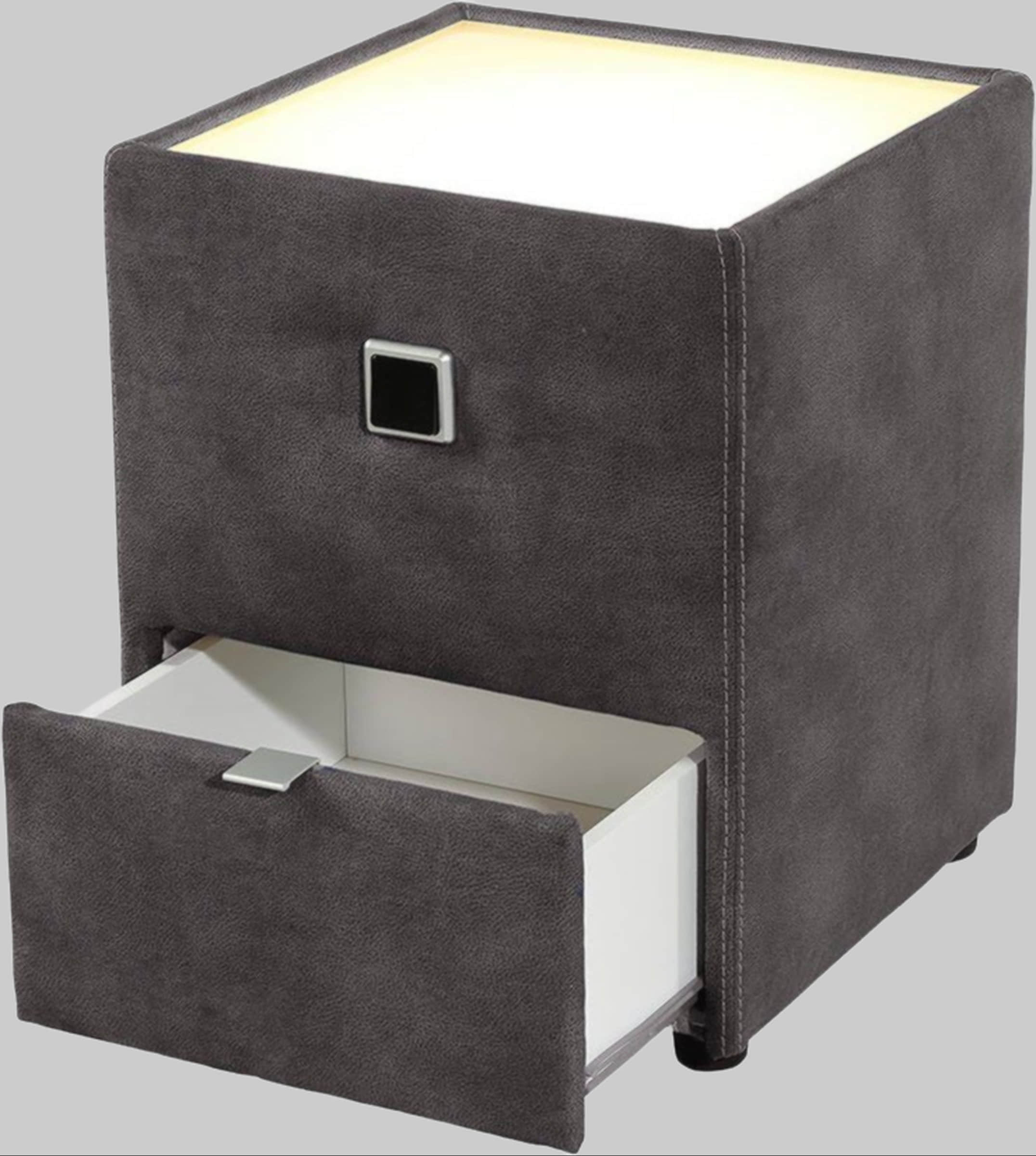 Jockenhu00F6fer Gruppe Kommoden & Sideboards Jockenhöfer Gruppe Nachtkonsole »Lancy« mit LED-Beleuchtung - Moderner Nachttisch mit Schublade & dimmbarem Licht dunkelgrau