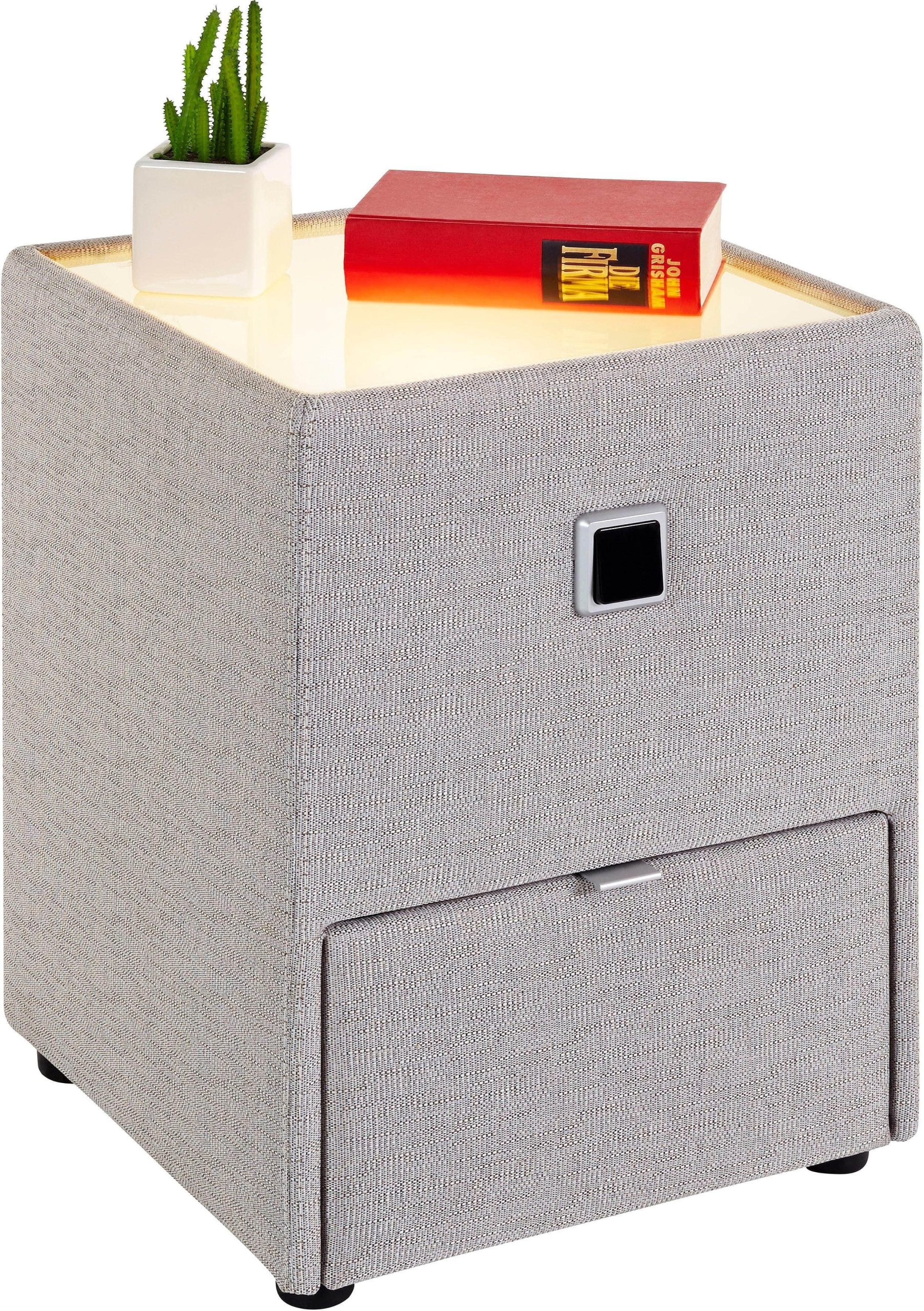 Jockenhöfer Gruppe Nachtkonsole »Lancy« mit LED-Beleuchtung - Moderner Nachttisch mit Schublade & dimmbarem Licht beige 142/08 Kommoden & Sideboards Jockenhu00F6fer Gruppe