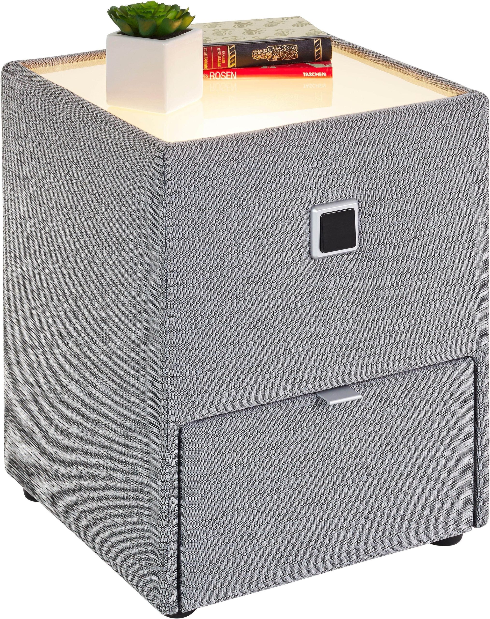 Jockenhöfer Gruppe Nachtkonsole »Lancy« mit LED-Beleuchtung - Moderner Nachttisch mit Schublade & dimmbarem Licht grau melie Kommoden & Sideboards Jockenhu00F6fer Gruppe