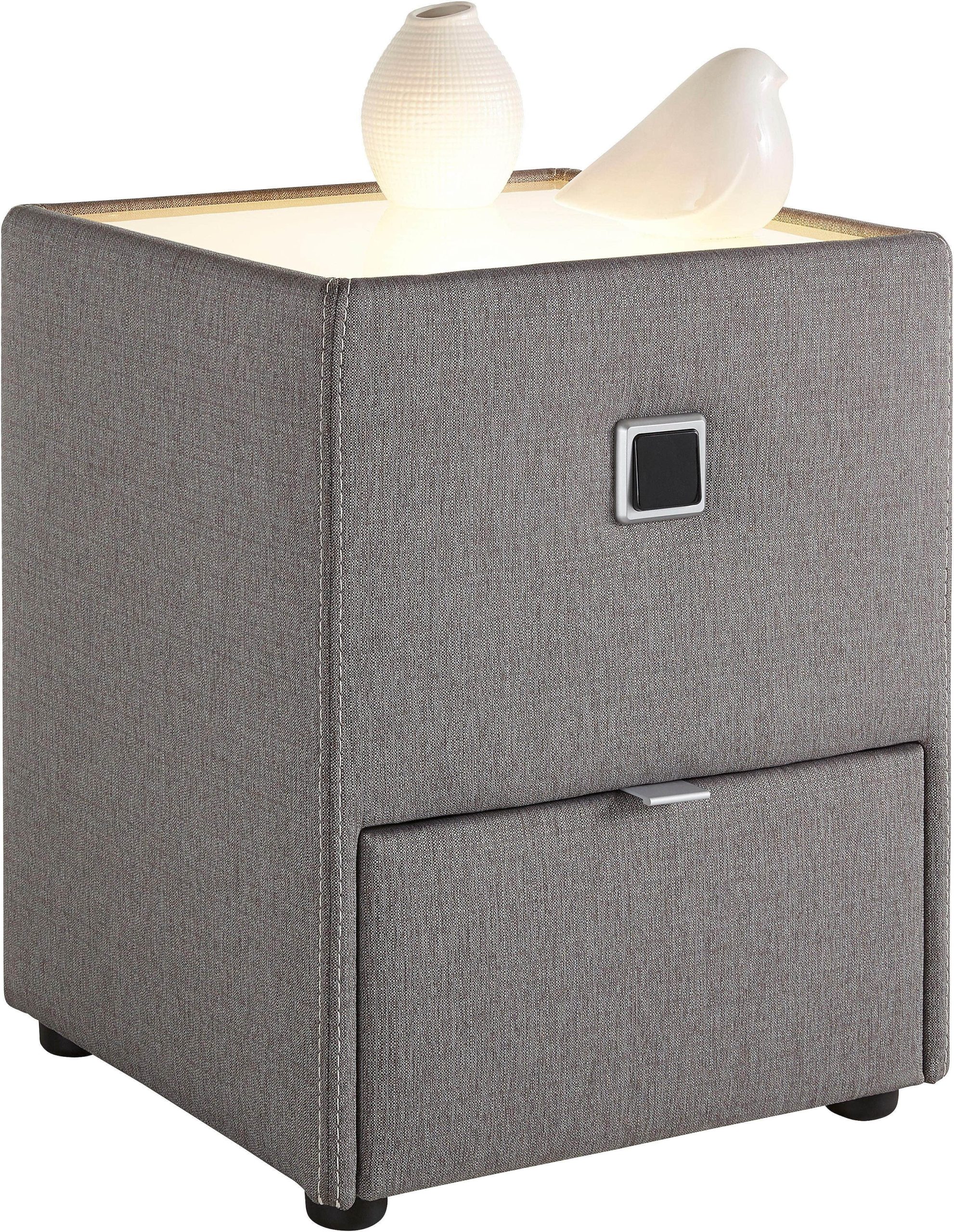Jockenhu00F6fer Gruppe Jockenhöfer Gruppe Nachtkonsole »Lancy« mit LED-Beleuchtung - Moderner Nachttisch mit Schublade & dimmbarem Licht grau/braun Kommoden & Sideboards