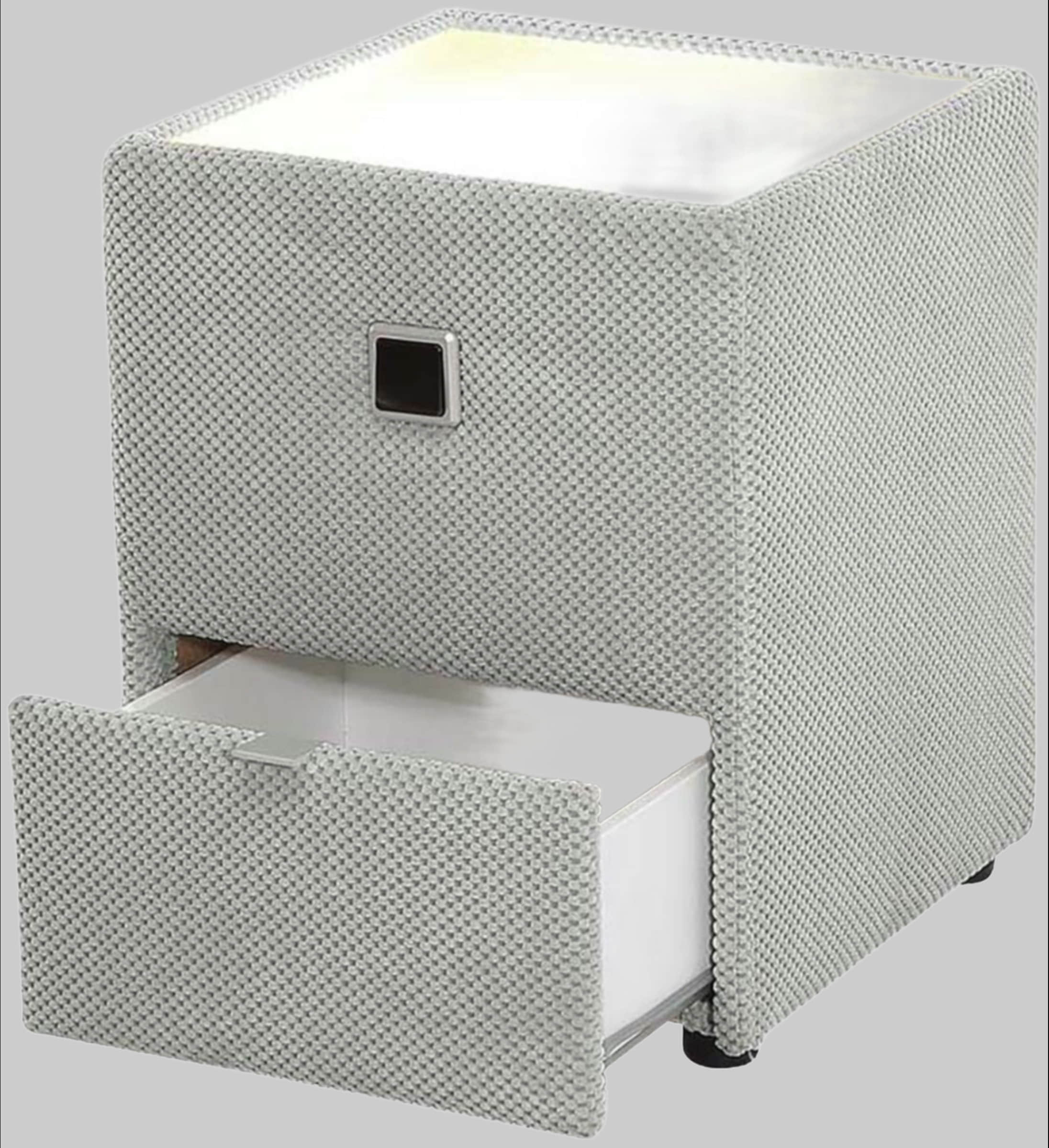 Jockenhu00F6fer Gruppe Kommoden & Sideboards Jockenhöfer Gruppe Nachtkonsole »Lancy« mit LED-Beleuchtung - Moderner Nachttisch mit Schublade & dimmbarem Licht hellgrau 4