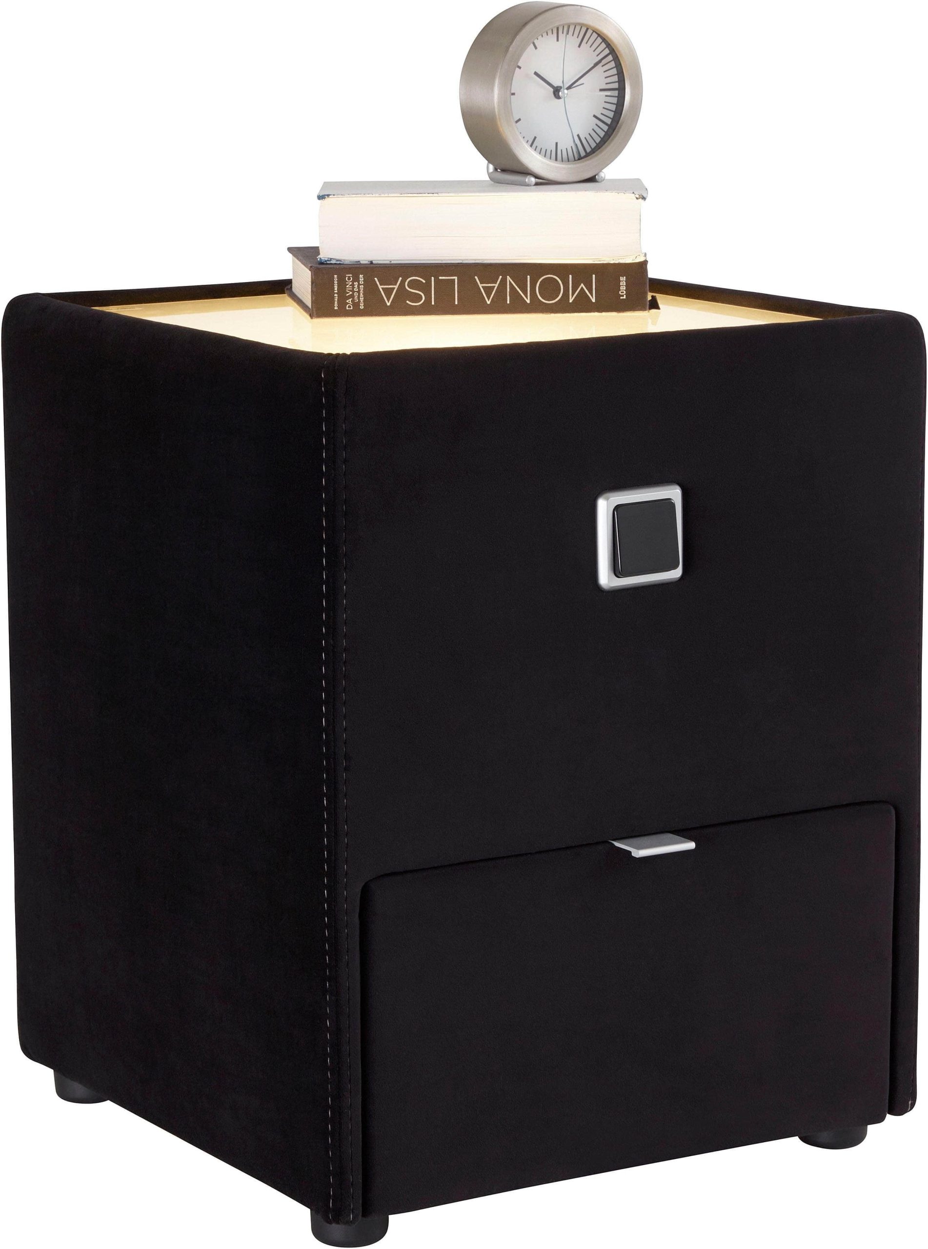 Kommoden & Sideboards Jockenhu00F6fer Gruppe Jockenhöfer Gruppe Nachtkonsole »Lancy« mit LED-Beleuchtung - Moderner Nachttisch mit Schublade & dimmbarem Licht schwarz 37