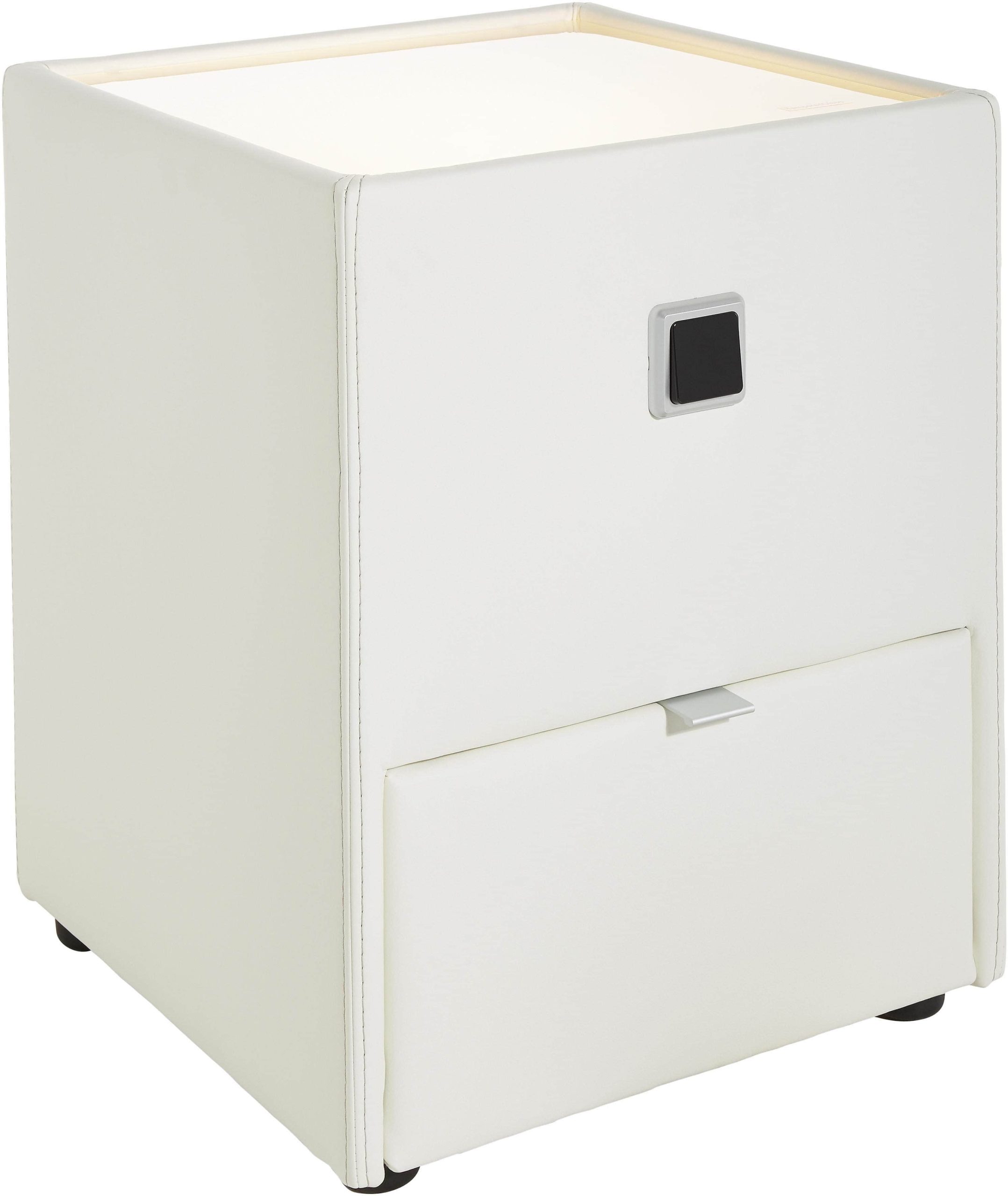 Jockenhu00F6fer Gruppe Kommoden & Sideboards Jockenhöfer Gruppe Nachtkonsole »Lancy« mit LED-Beleuchtung - Moderner Nachttisch mit Schublade & dimmbarem Licht weiß 440/07