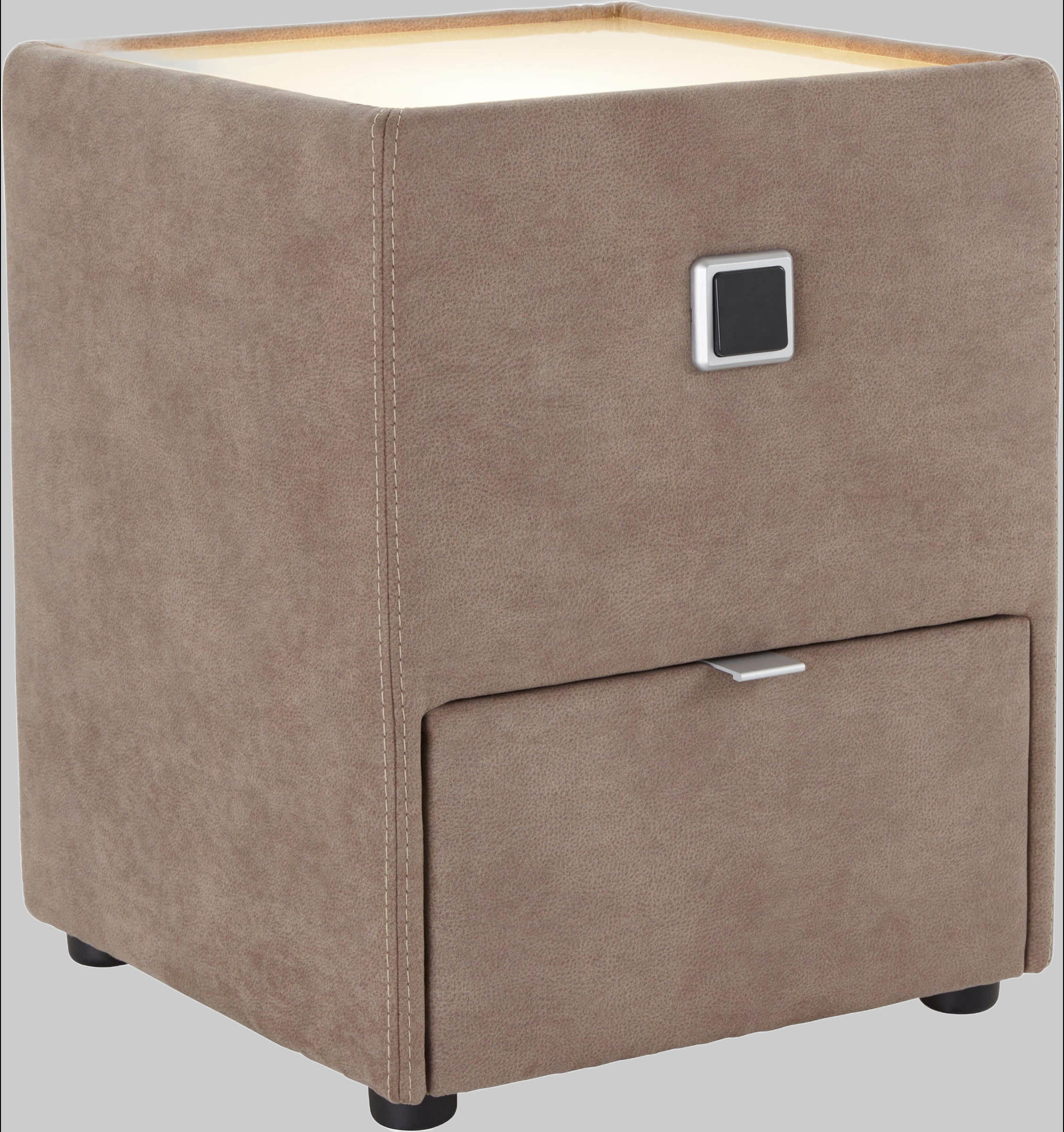 Kommoden & Sideboards Jockenhu00F6fer Gruppe Jockenhöfer Gruppe Nachtkonsole »Lancy« mit LED-Beleuchtung - Moderner Nachttisch mit Schublade & dimmbarem Licht dunkelbrau