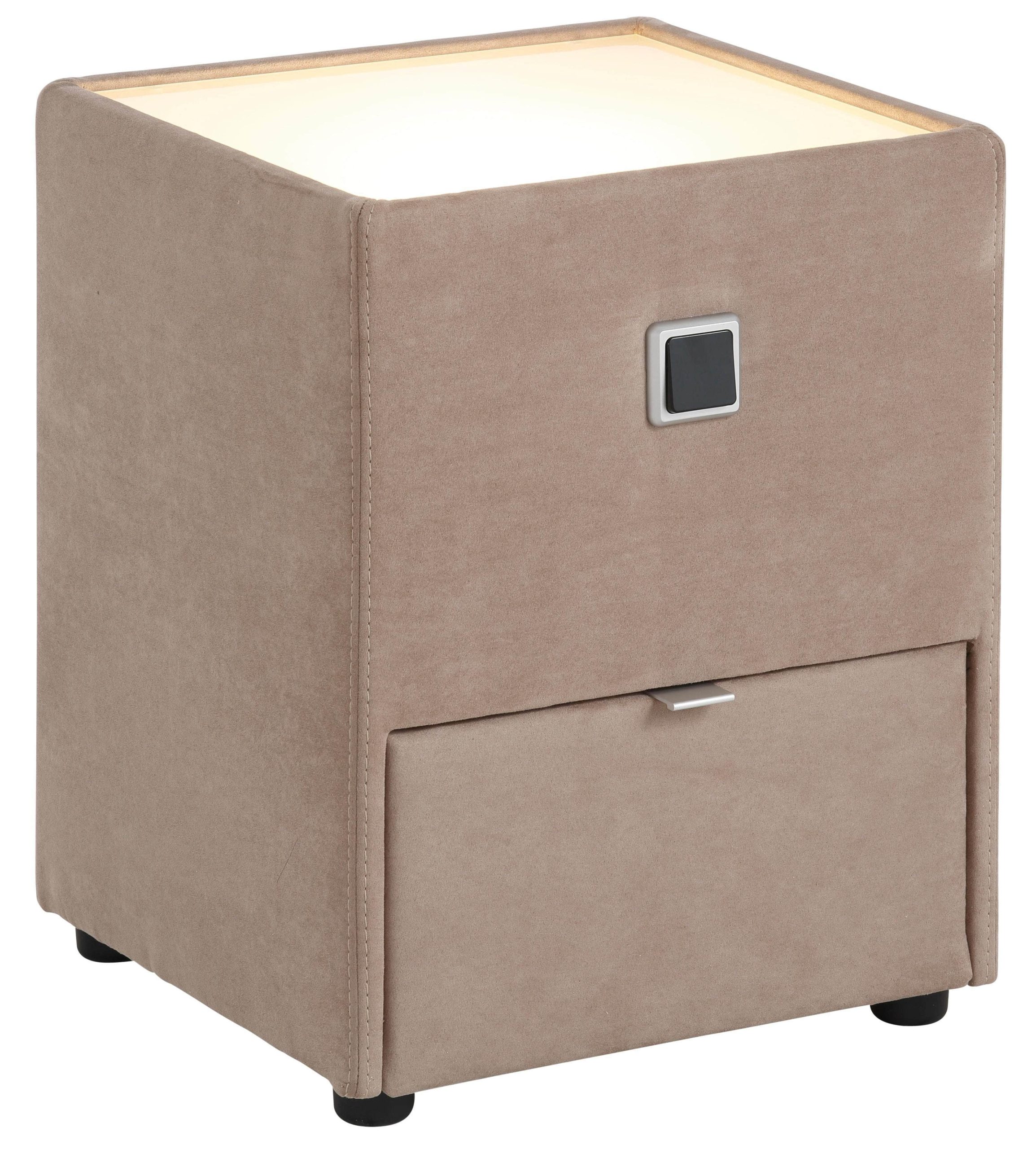Jockenhu00F6fer Gruppe Jockenhöfer Gruppe Nachtkonsole »Lancy« mit LED-Beleuchtung - Moderner Nachttisch mit Schublade & dimmbarem Licht taupe/brau Kommoden & Sideboards