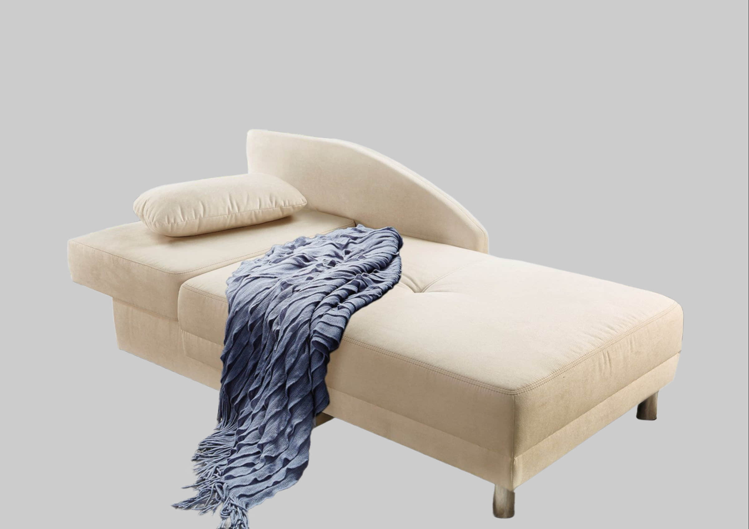 Jockenhu00F6fer Gruppe Jockenhöfer Gruppe Recamiere Roy - Chaiselongue mit Bettfunktion, Federkern & Bettkasten (200x90 cm) - Flexibel links/rechts montierbar beige/natur Sofas