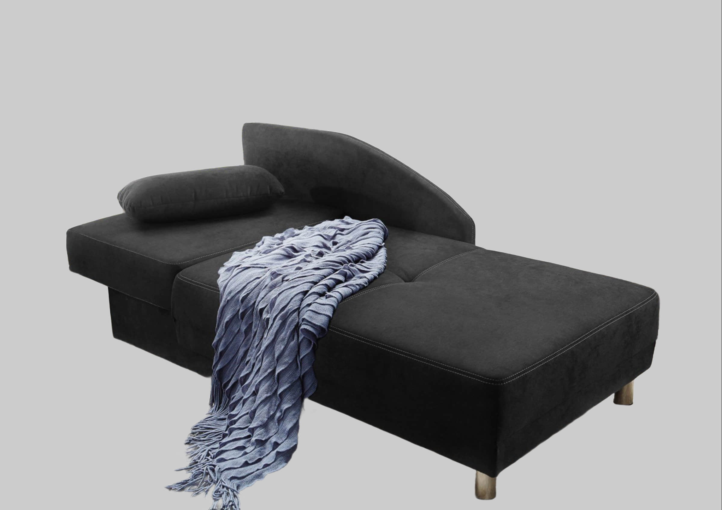 Sofas Jockenhu00F6fer Gruppe Jockenhöfer Gruppe Recamiere Roy - Chaiselongue mit Bettfunktion, Federkern & Bettkasten (200x90 cm) - Flexibel links/rechts montierbar dunkelgrau