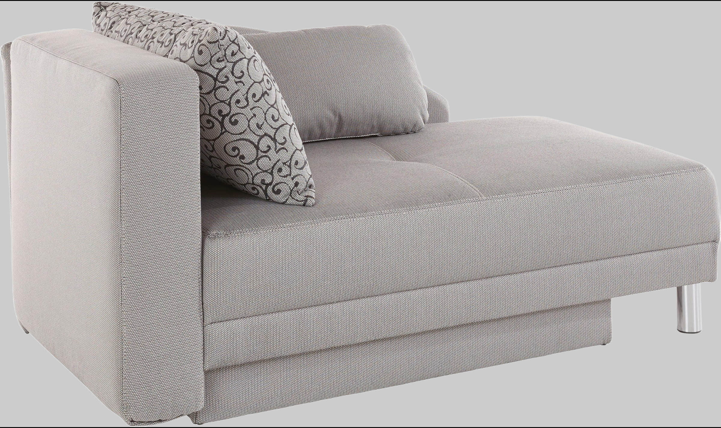 Sofas Jockenhu00F6fer Gruppe Jockenhöfer Gruppe Recamiere Roy - Chaiselongue mit Bettfunktion, Federkern & Bettkasten (200x90 cm) - Flexibel links/rechts montierbar hellgrau