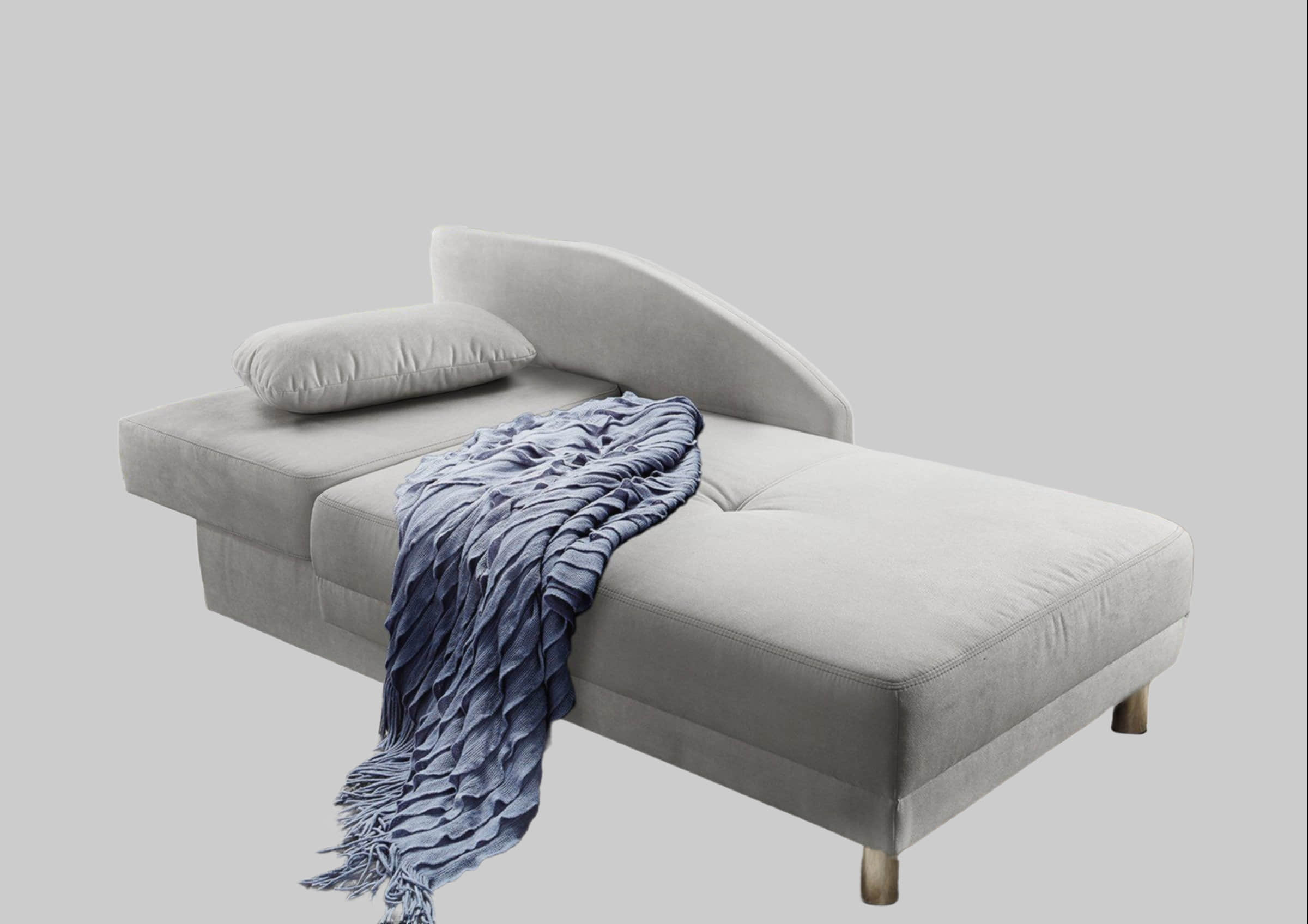Jockenhöfer Gruppe Recamiere Roy - Chaiselongue mit Bettfunktion, Federkern & Bettkasten (200x90 cm) - Flexibel links/rechts montierbar hellgrau Jockenhu00F6fer Gruppe Sofas