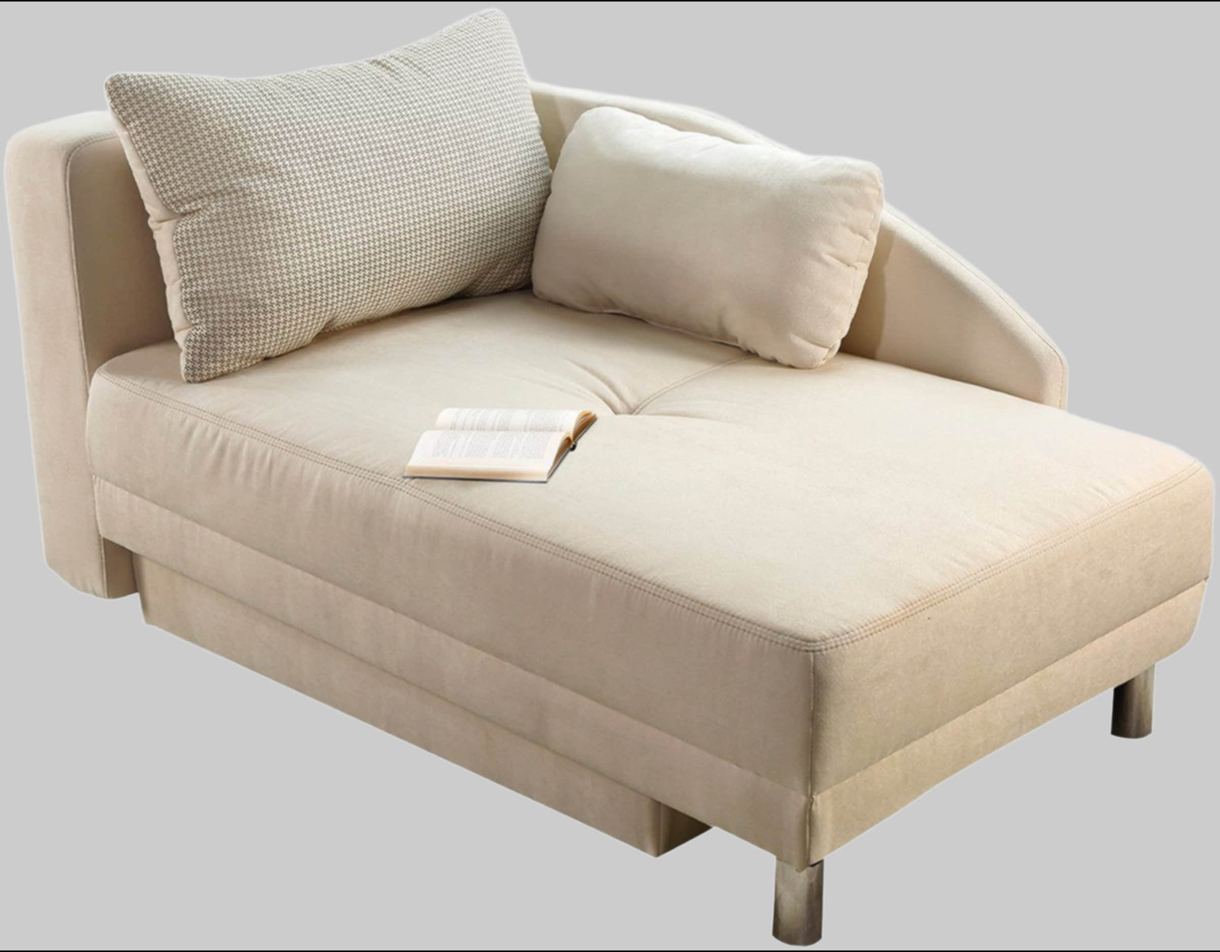 Jockenhu00F6fer Gruppe Jockenhöfer Gruppe Recamiere Roy - Chaiselongue mit Bettfunktion, Federkern & Bettkasten (200x90 cm) - Flexibel links/rechts montierbar beige/natur Sofas