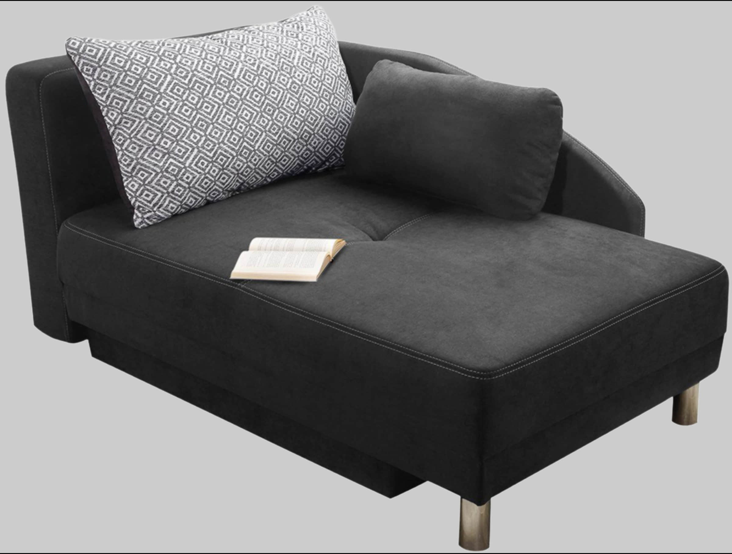 Sofas Jockenhu00F6fer Gruppe Jockenhöfer Gruppe Recamiere Roy - Chaiselongue mit Bettfunktion, Federkern & Bettkasten (200x90 cm) - Flexibel links/rechts montierbar dunkelgrau