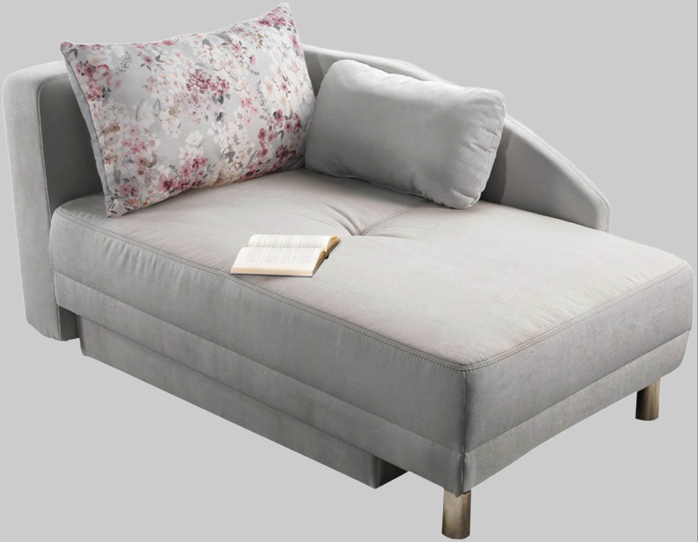 Jockenhöfer Gruppe Recamiere Roy - Chaiselongue mit Bettfunktion, Federkern & Bettkasten (200x90 cm) - Flexibel links/rechts montierbar hellgrau Jockenhu00F6fer Gruppe Sofas