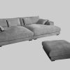 Sofas KAWOLA KAWOLA Big Sofa MADELINE Set mit Hocker & 4 Zierkissen | Cord-Bezug in verschiedenen Farben | 290x170 cm | Hochwertige Polsterung für maximalen Komfort grau