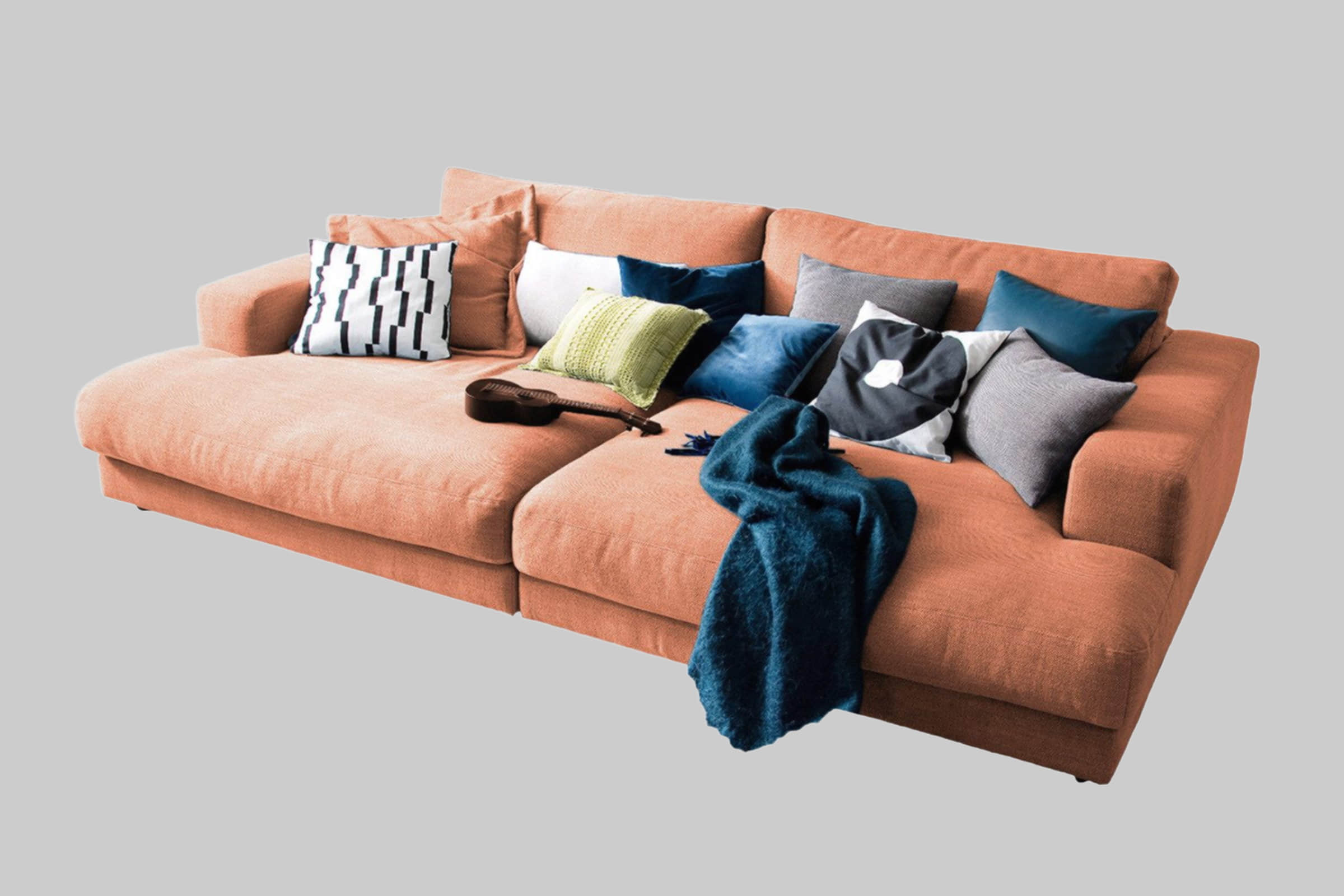 KAWOLA KAWOLA Big-Sofa MADELINE | XXL Komfortsofa in Cord oder Stoff | 220cm Breite | Relaxfunktion | Für 3-4 Personen cognac Sofas