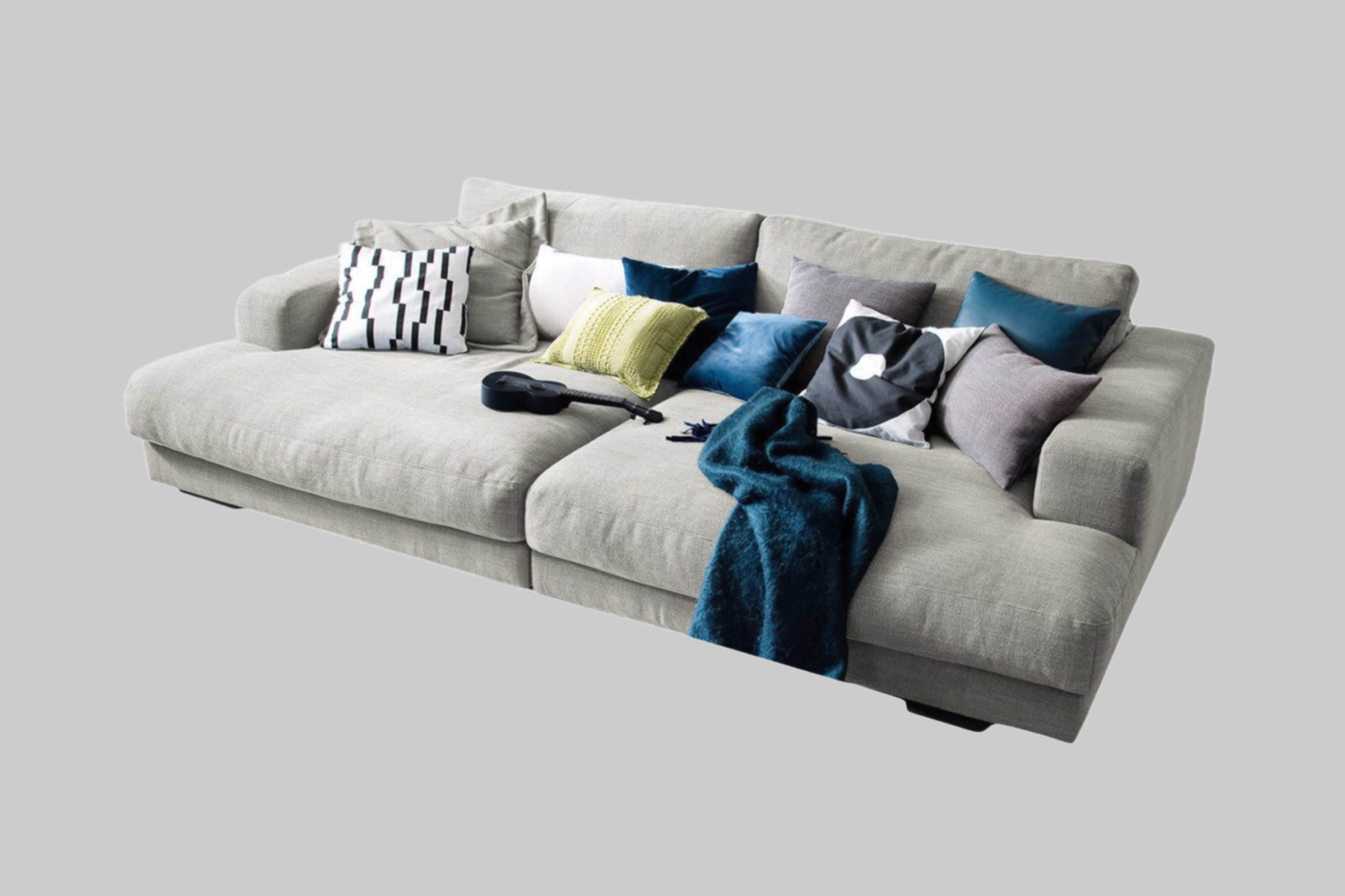 Sofas KAWOLA KAWOLA Big-Sofa MADELINE | XXL Komfortsofa in Cord oder Stoff | 220cm Breite | Relaxfunktion | Für 3-4 Personen silber