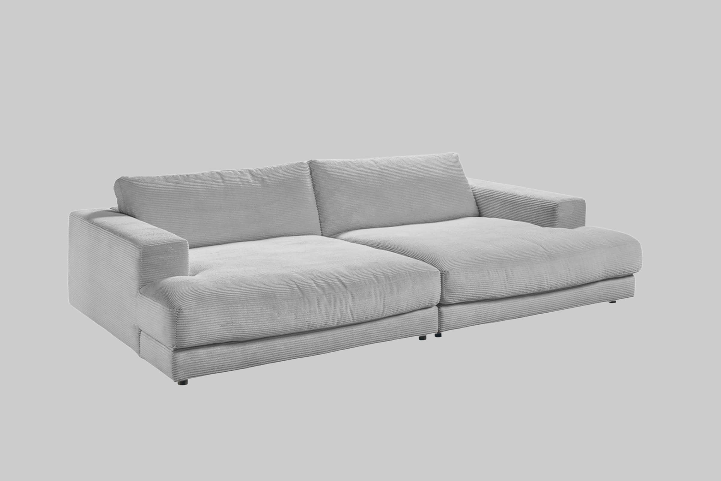 KAWOLA KAWOLA Big-Sofa MADELINE | XXL Komfortsofa in Cord oder Stoff | 220cm Breite | Relaxfunktion | Für 3-4 Personen hellgrau Sofas