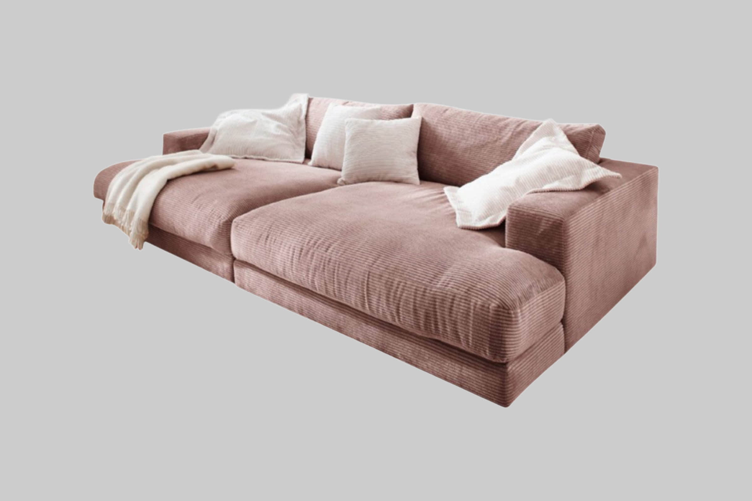 KAWOLA Big-Sofa MADELINE | XXL Komfortsofa in Cord oder Stoff | 220cm Breite | Relaxfunktion | Für 3-4 Personen rosa Sofas KAWOLA