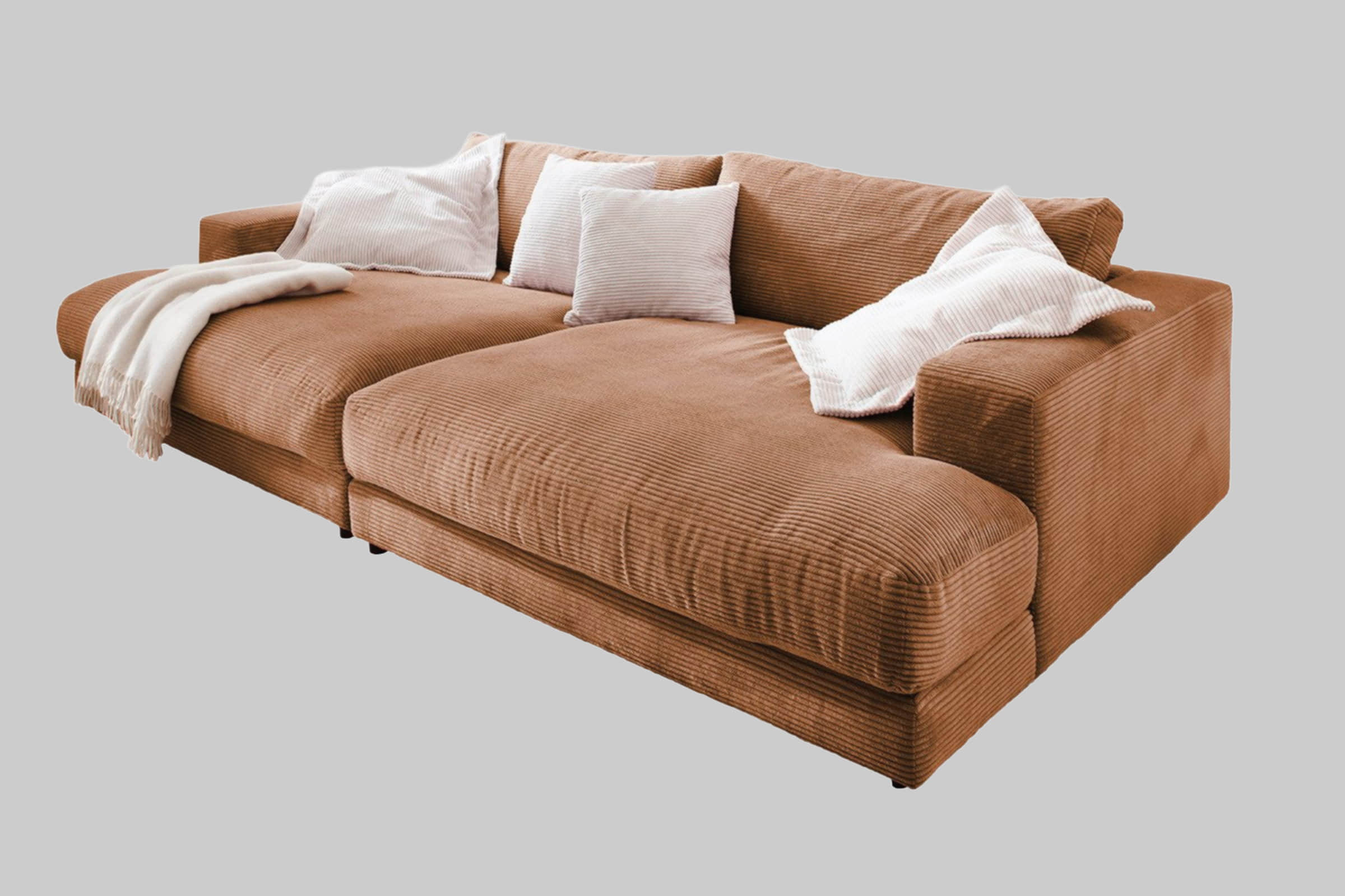 KAWOLA Big-Sofa MADELINE | XXL Komfortsofa in Cord oder Stoff | 220cm Breite | Relaxfunktion | Für 3-4 Personen rost Sofas KAWOLA