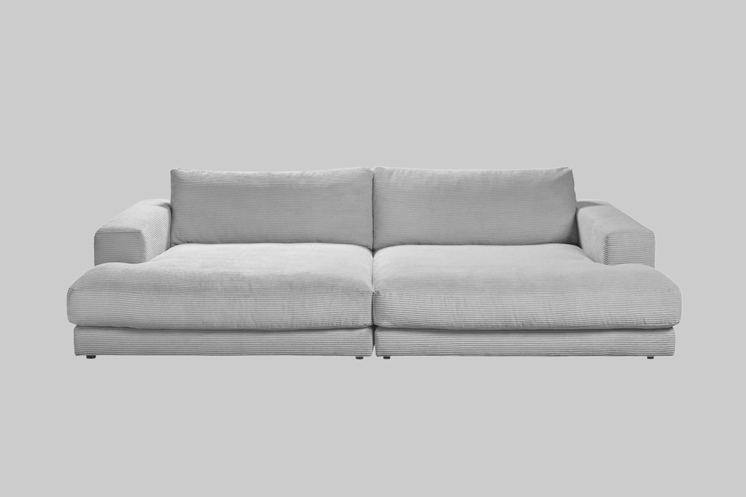 KAWOLA KAWOLA Big-Sofa MADELINE | XXL Komfortsofa in Cord oder Stoff | 220cm Breite | Relaxfunktion | Für 3-4 Personen hellgrau Sofas