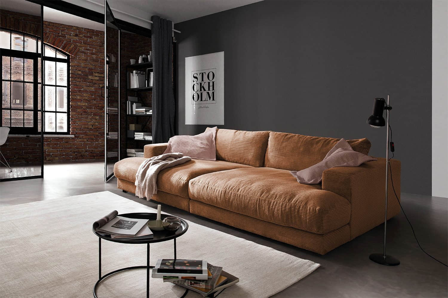 KAWOLA Big-Sofa MADELINE | XXL Komfortsofa in Cord oder Stoff | 220cm Breite | Relaxfunktion | Für 3-4 Personen rost Sofas KAWOLA