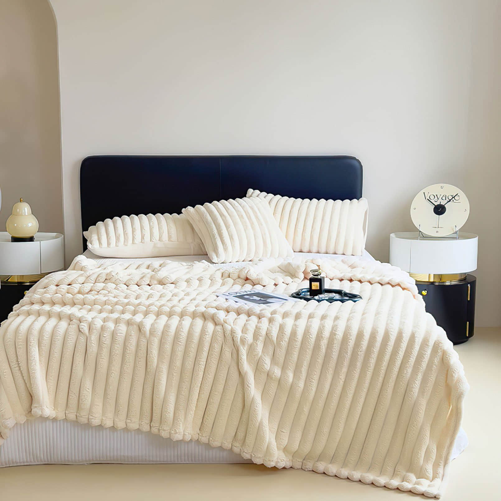 KEAYOO MT08 Fleecedecke 150x200cm - Premium Mikrofaser Sofadecke für Wohnzimmer & Schlafzimmer | Wärmende Kuscheldecke in Matchagrün B Beige Wohn- & Tagesdecken KEAYOO