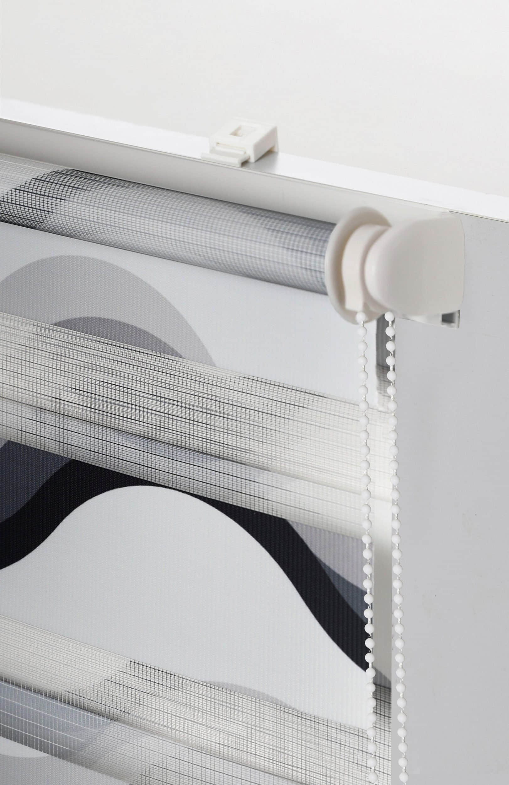 Rollos & Plissees K-HOME K-HOME Doppelrollo »Delphi« – Premium Lichtschutz-Rollo mit Klemmträger-System (ohne Bohren), bedruckt & stufenlos verstellbar | Modernes Design für Fenster Grau