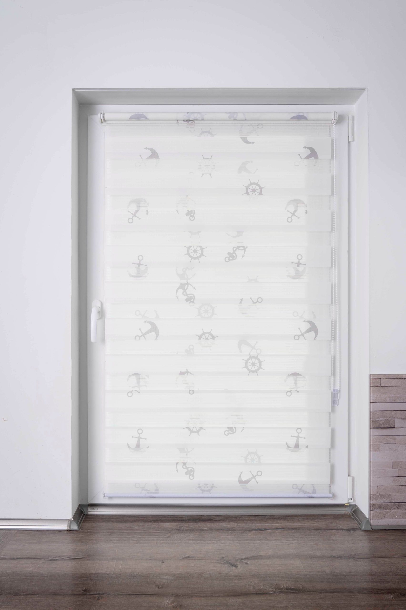 K-HOME Rollos & Plissees K-HOME Doppelrollo »Delphi« – Premium Lichtschutz-Rollo mit Klemmträger-System (ohne Bohren), bedruckt & stufenlos verstellbar | Modernes Design für Fenster Weiß Motiv