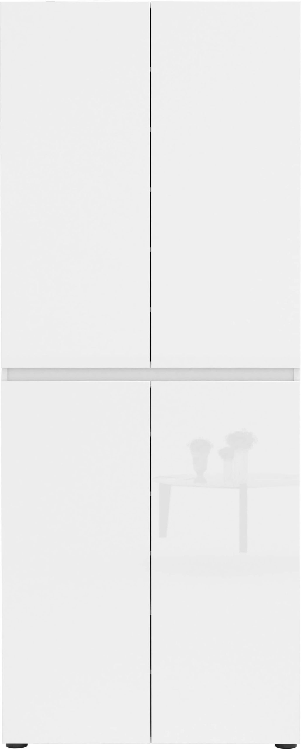 KITALY Schuhschrank »Mister« Breite 80 cm, Höhe 200 cm – Hochglanz Schuhschrank mit wendbarer Blende & Soft-Close-Mechanismus | Modernes Design Made in Italy weiß Schränke INOSIGN