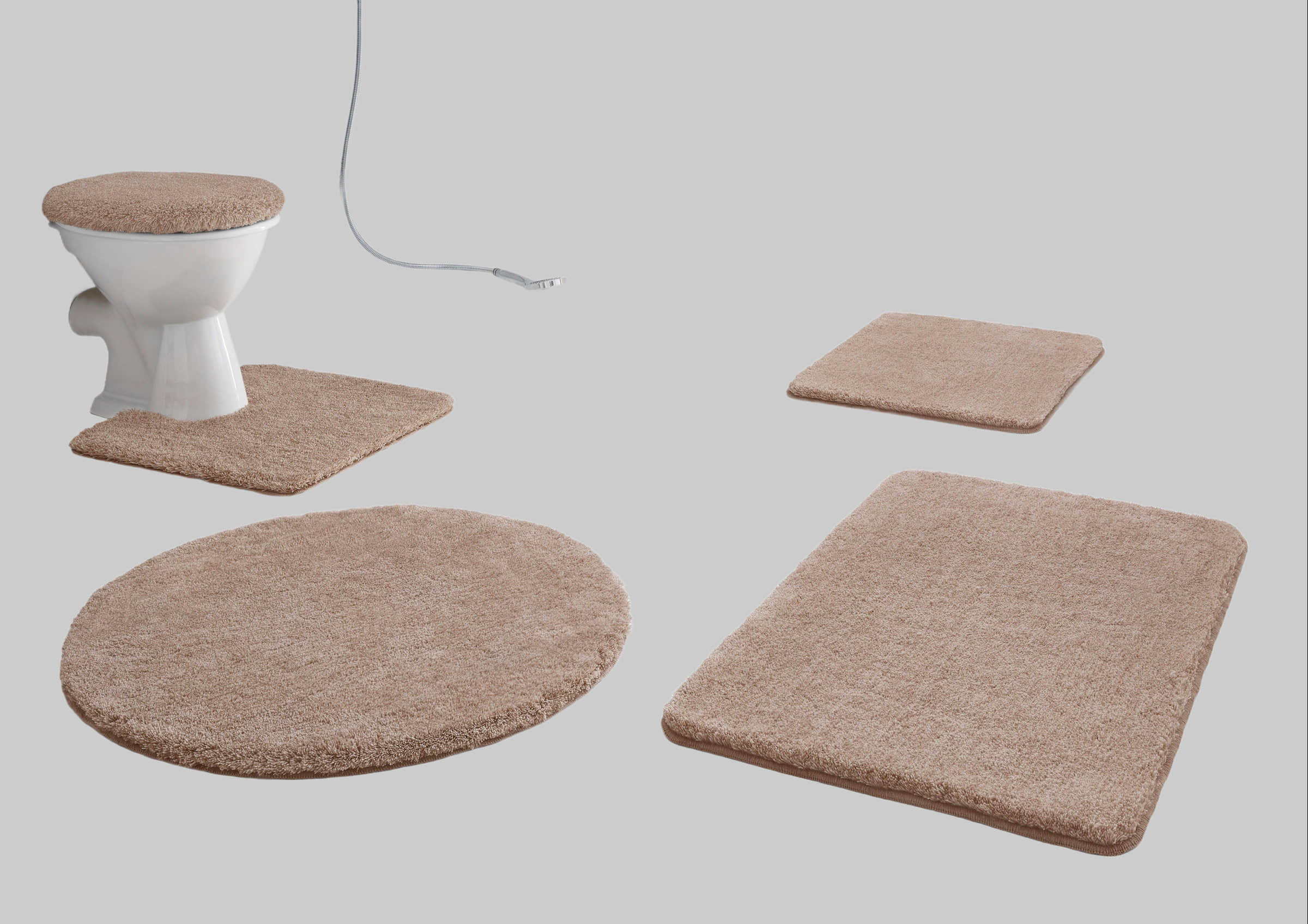 Kleine Wolke Badematten Kleine Wolke RELAX Badteppich 60x100 cm Rubinrot | 30 mm Flor | rutschhemmend | fußbodenheizungsgeeignet | Öko-Tex® Standard 100 taupe
