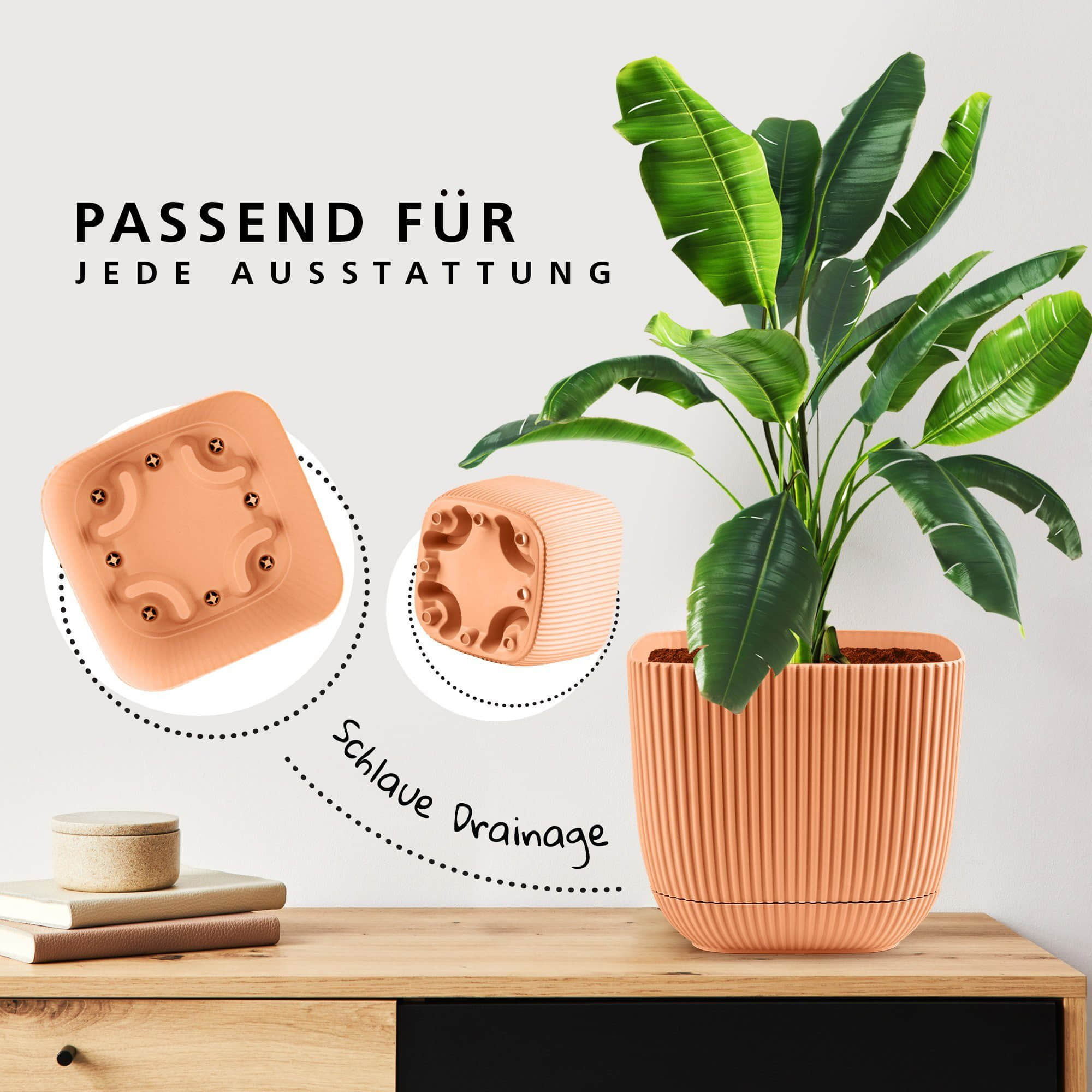 Konzept 11 Konzept 11 Premium Blumentopf 2in1 mit Untersetzer | Kunststoff Pflanzkübel (11-19 cm) in 6 Farben | Wetterfest & Bruchsicher Rosa Garten & Balkon