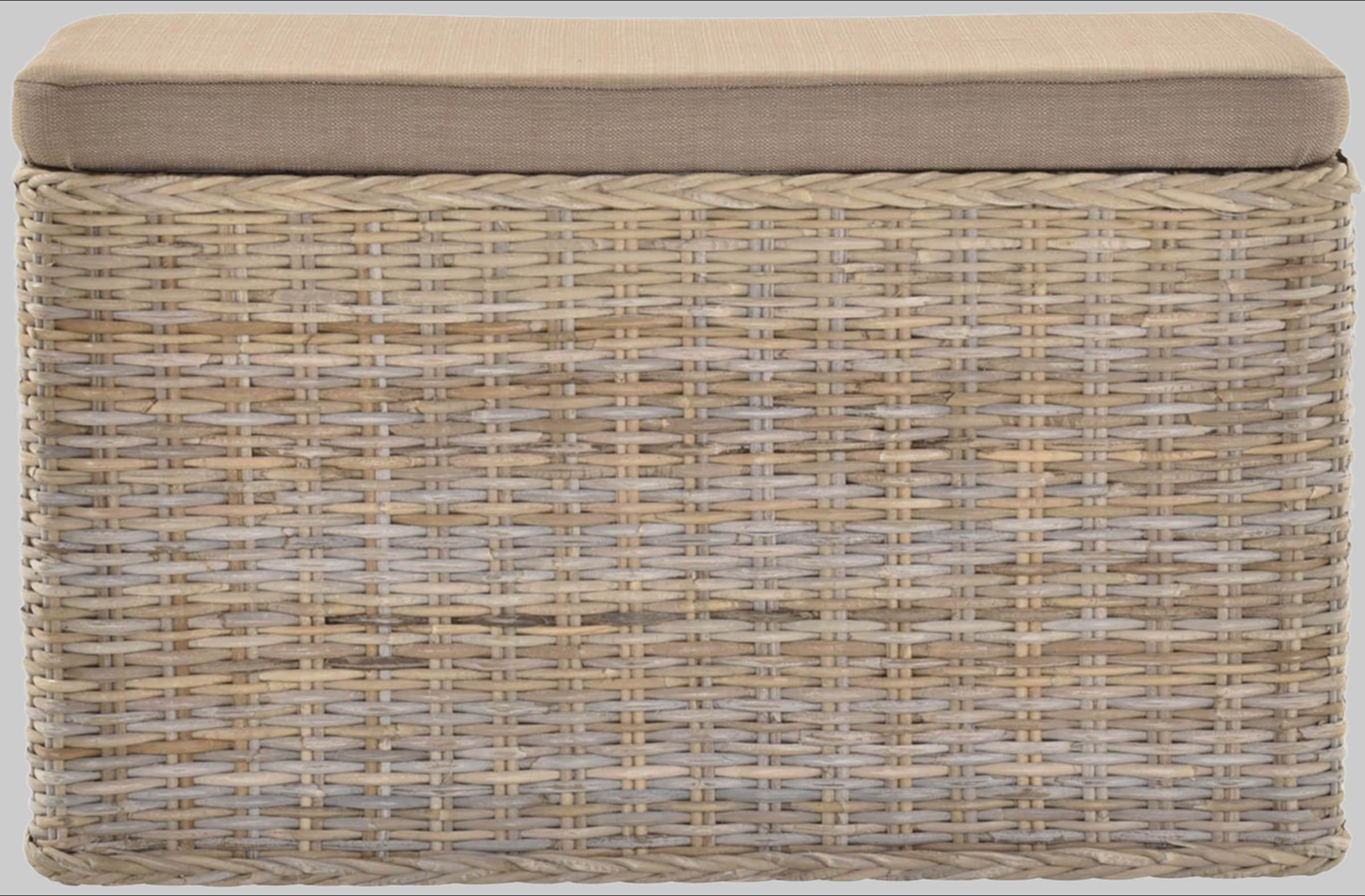 Krines Home Krines Home Premium Rattan Laundry Hamper – Rectangular Storage Box with Cushioned Seat (80×40×50cm) | Multifunctional Ottoman & Wäschetruhe GrauNatur Bad & Sanitär