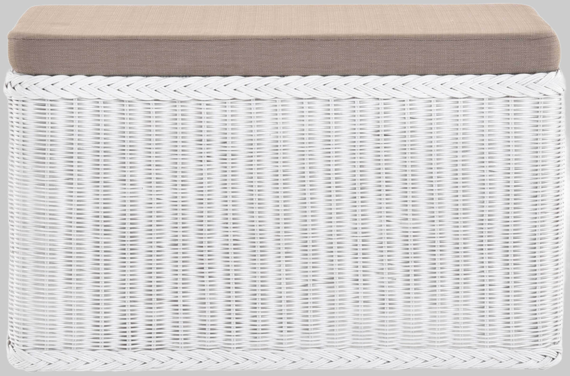 Krines Home Premium Rattan Laundry Hamper – Rectangular Storage Box with Cushioned Seat (80×40×50cm) | Multifunctional Ottoman & Wäschetruhe Weiss Bad & Sanitär Krines Home