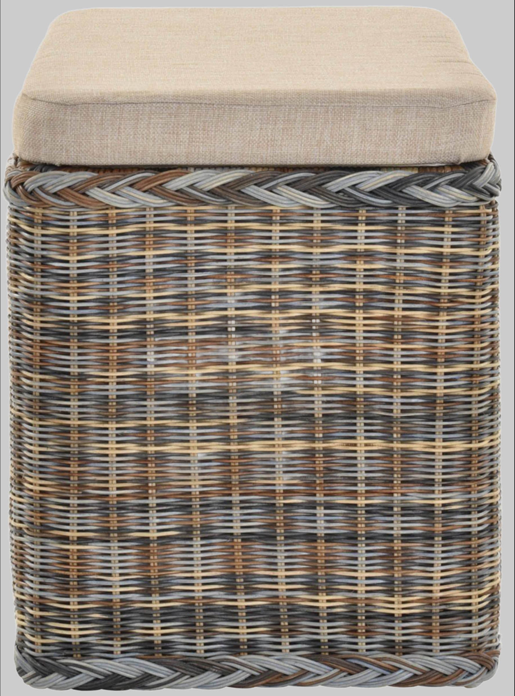 Krines Home Premium Rattan Laundry Hamper – Rectangular Storage Box with Cushioned Seat (80×40×50cm) | Multifunctional Ottoman & Wäschetruhe Mehrfarbig Bad & Sanitär Krines Home