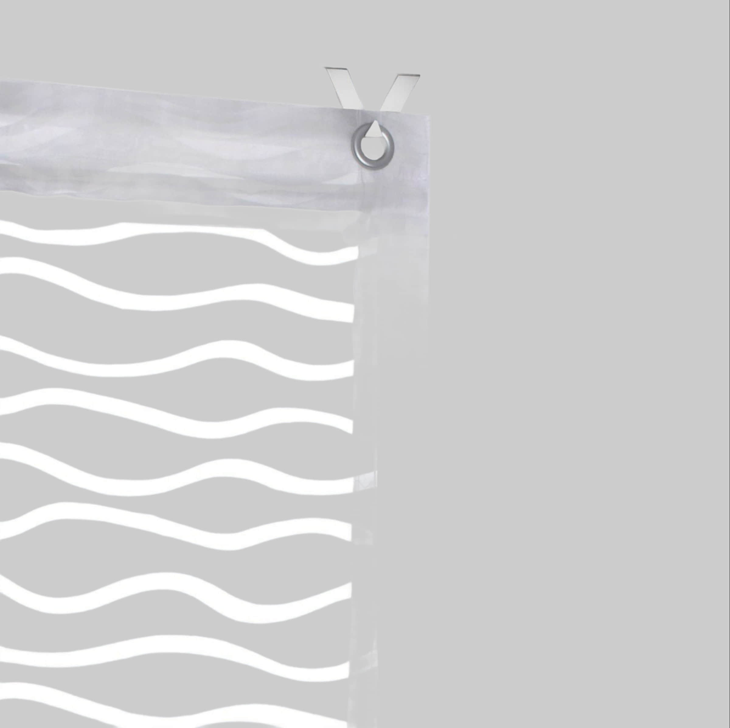 Kutti Kutti Raffrollo 'Enya' - White Semi-Transparent Burnout Wave Pattern Roller Blind with Hook Hanging System (No Drill Needed) weiß Gardinen