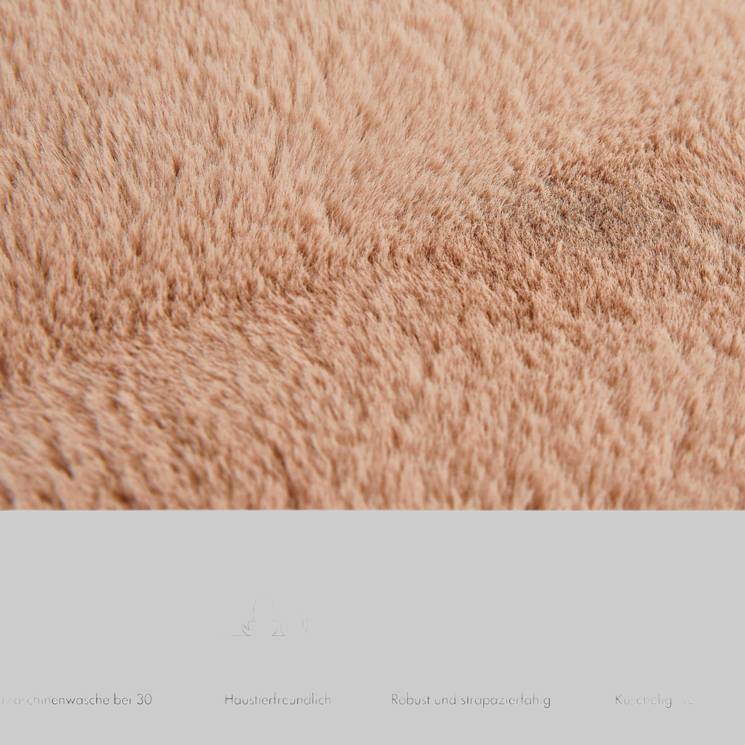 LUXOR living 'Calais' Kunstfell-Sitzauflage | Extra weich (35 mm) | Eckig/Rund | 4er-Set | Pflegeleichtes Premium-Kunstfell taupe Kissen LUXOR living