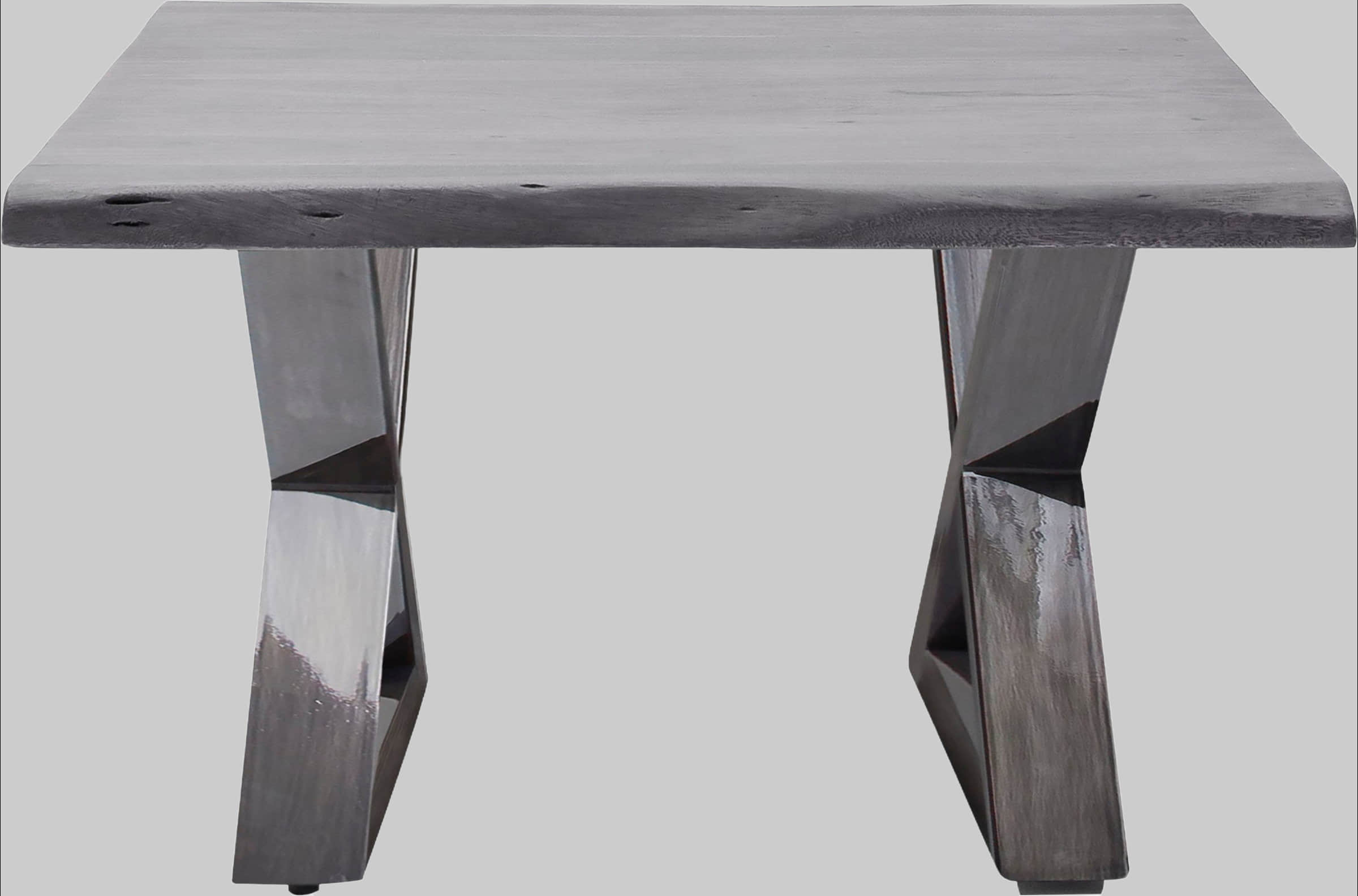 MCA furniture Couchtisch »Cartagena« - Massivholz Akazie mit Baumkante | Natürliche Risse & Löcher | Rustikales Design | X-Metallgestell Grau MCA furniture Tische