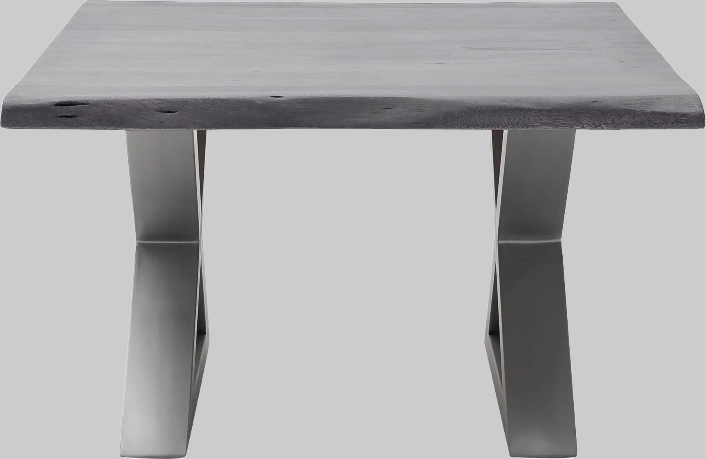 MCA furniture Tische MCA furniture Couchtisch »Cartagena« - Massivholz Akazie mit Baumkante | Natürliche Risse & Löcher | Rustikales Design | X-Metallgestell Grau