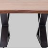 MCA furniture Couchtisch »Cartagena« - Massivholz Akazie mit Baumkante | Natürliche Risse & Löcher | Rustikales Design | X-Metallgestell Walnuss Tische MCA furniture