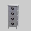 MCW Kommode Sues Shabby-Look Vintage | 4 Schubladen aus Paulowniaholz | 66x37x27cm | Grau-Blau mit Herzornamenten grau-blau Kommoden & Sideboards MCW