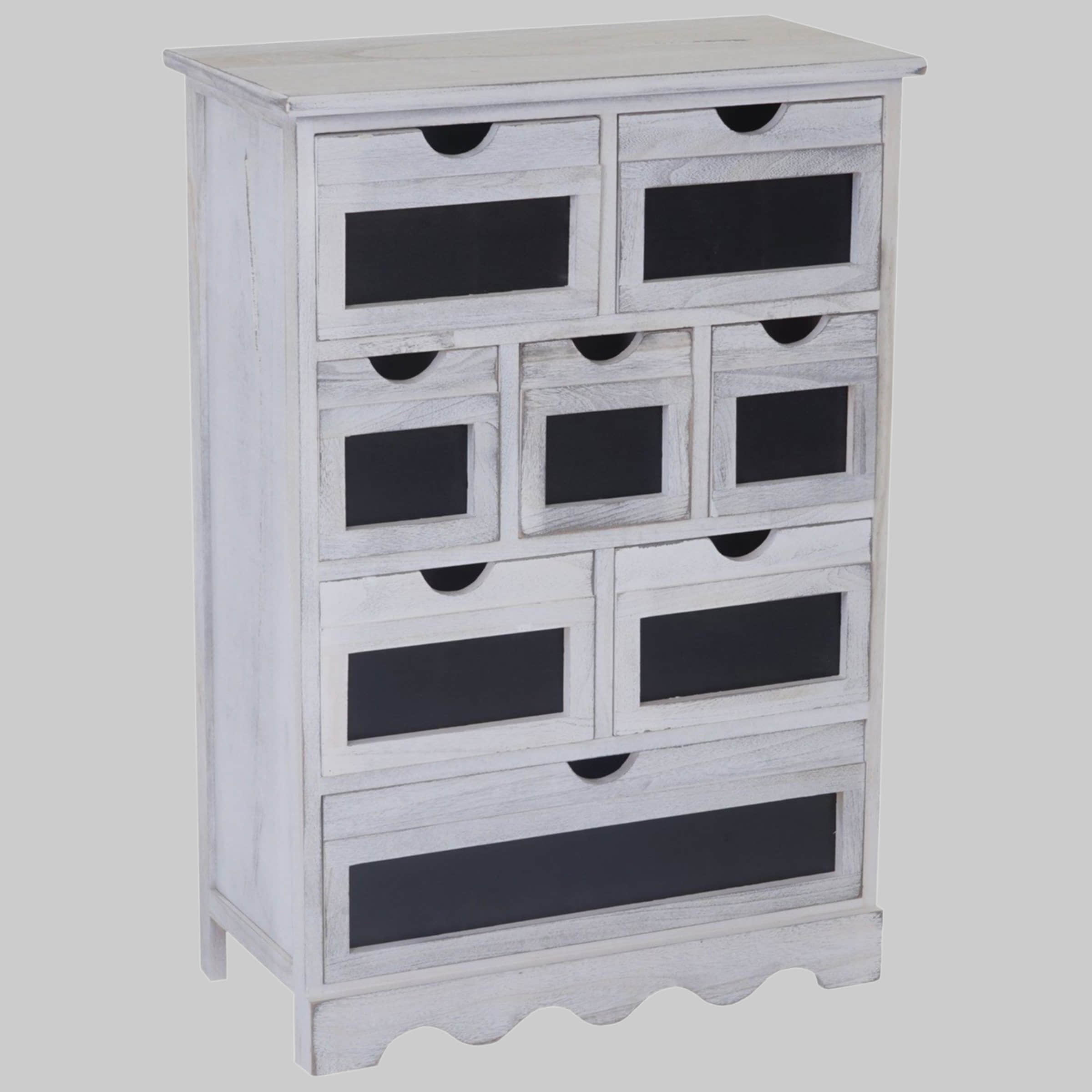 MCW Kommoden & Sideboards MCW Kommode Venlo Shabby-Look | 8 Schubladen & Tafel | Gebürstete Oberfläche | Komplett montiert | 120x85x45 cm | Massivholz shabby-wei