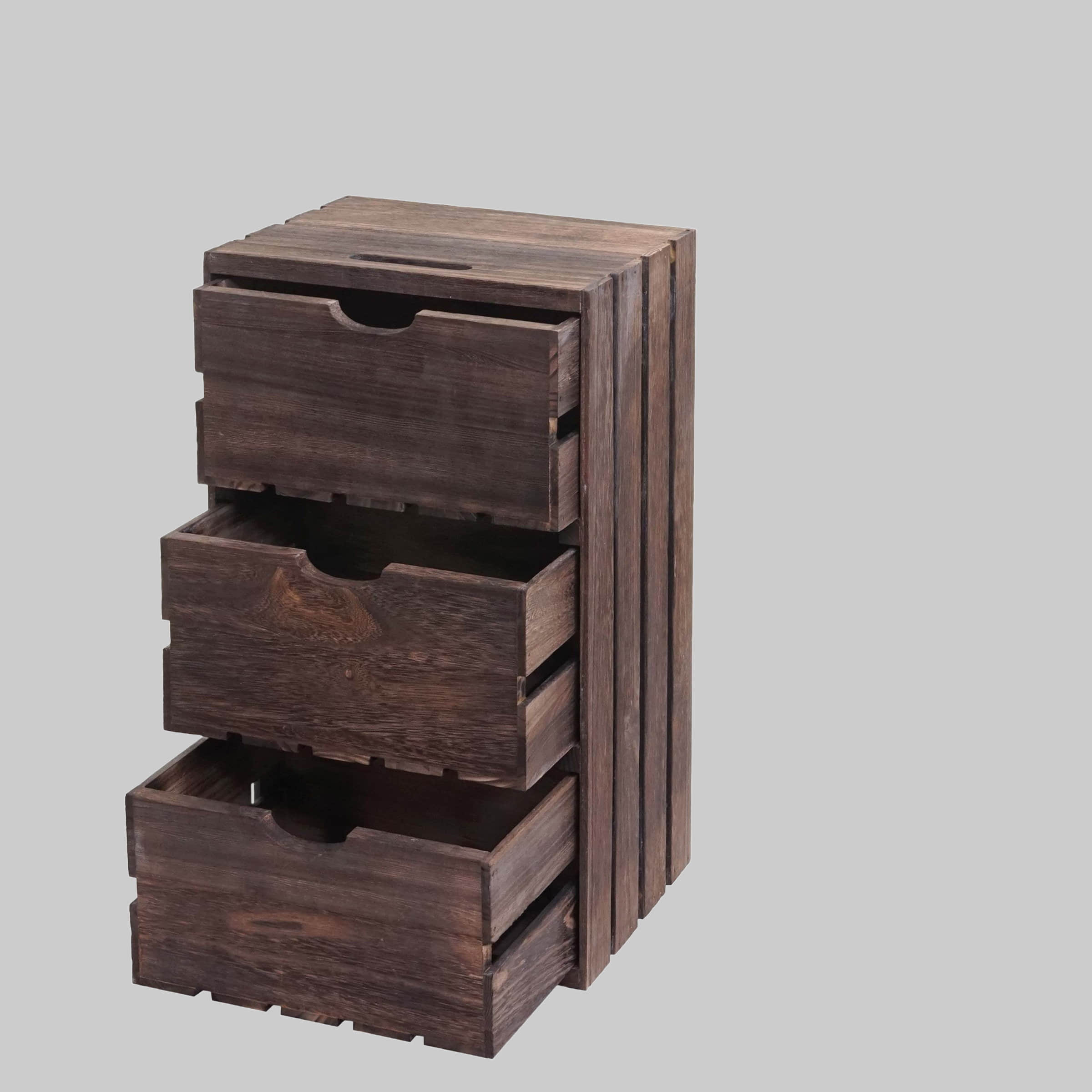 MCW Schubkastenkommode MCW-C62-K – 3 Schubladen Shabby-Look Vintage Weiß | Paulowniaholz | 74x30x25 cm | Fertig montiert braun MCW Kommoden & Sideboards