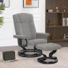 MCombo Premium Relaxsessel mit Hocker 9019 - Ergonomischer Fernsehsessel mit Relaxfunktion in Schwarz-Kunstleder | Inkl. Fußhocker für maximalen Komfort Hellgrau-S Sessel MCombo