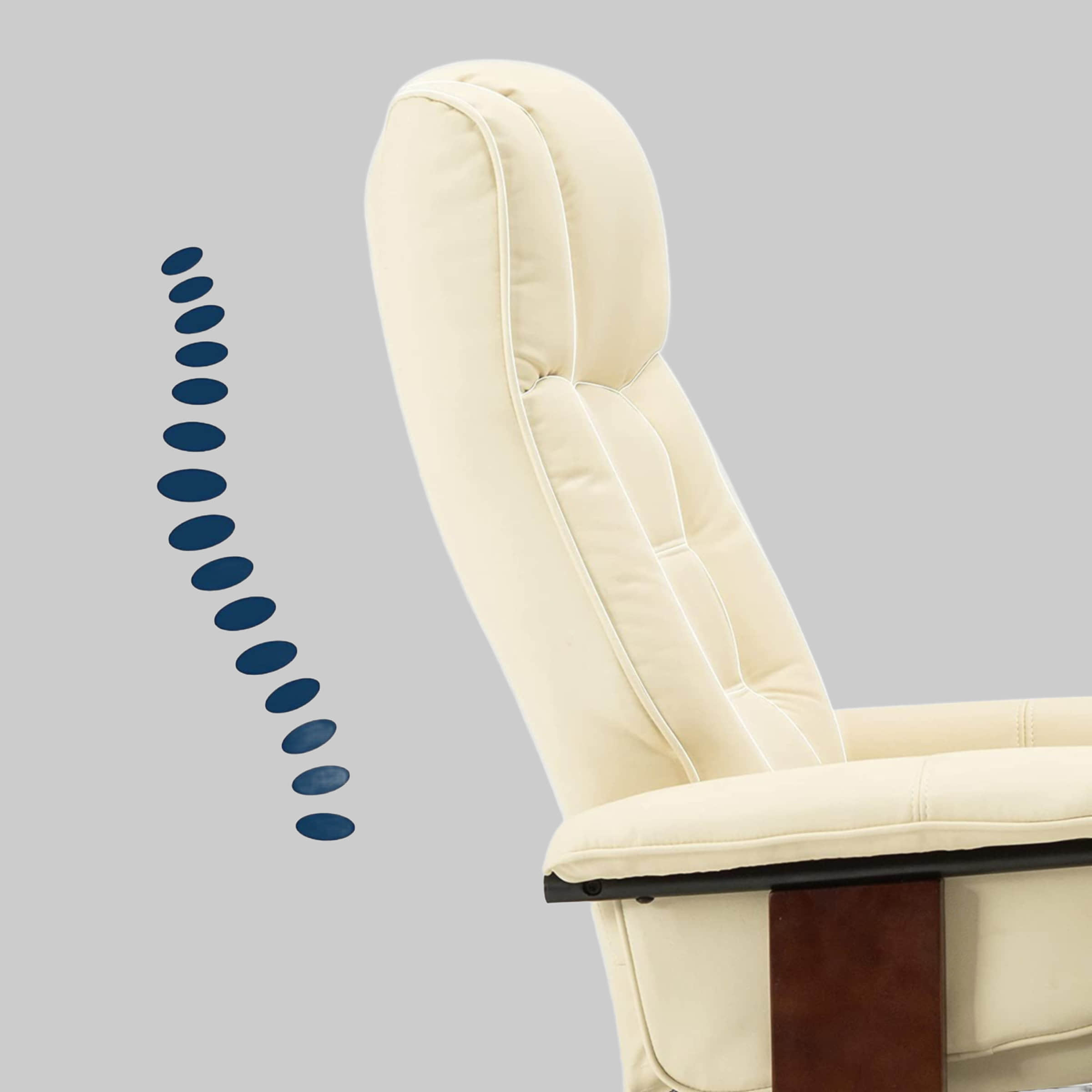 Sessel MCombo MCombo Premium Relaxsessel mit Hocker 9019 - Ergonomischer Fernsehsessel mit Relaxfunktion in Schwarz-Kunstleder | Inkl. Fußhocker für maximalen Komfort Creme-Kuns