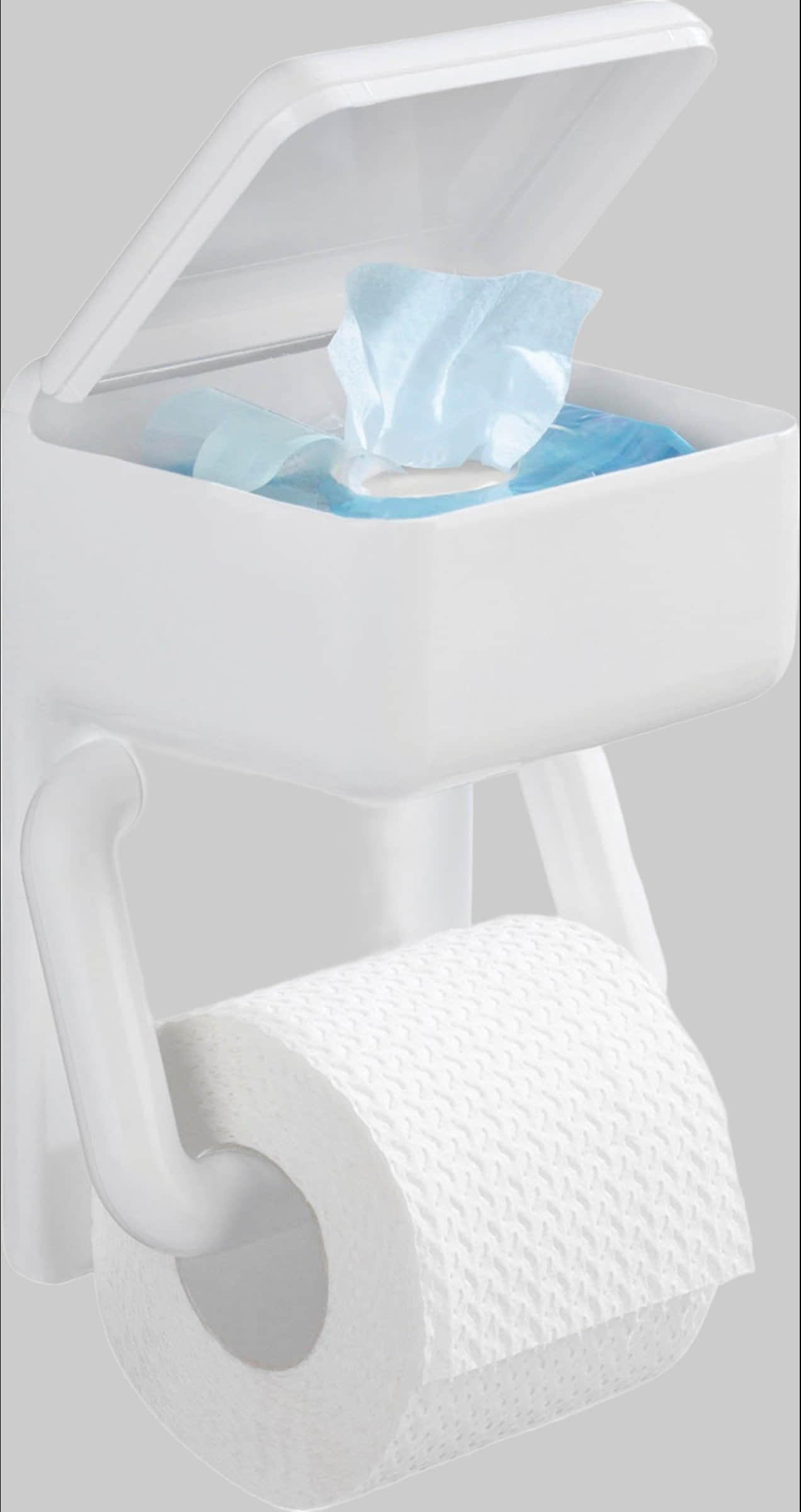Maximex Bad & Sanitär Maximex Toilettenpapierhalter 2 in 1 mit Feuchttuch-Ablage | Stabiles Design in Weiß | 16x20x11 cm | Einfache Wandmontage