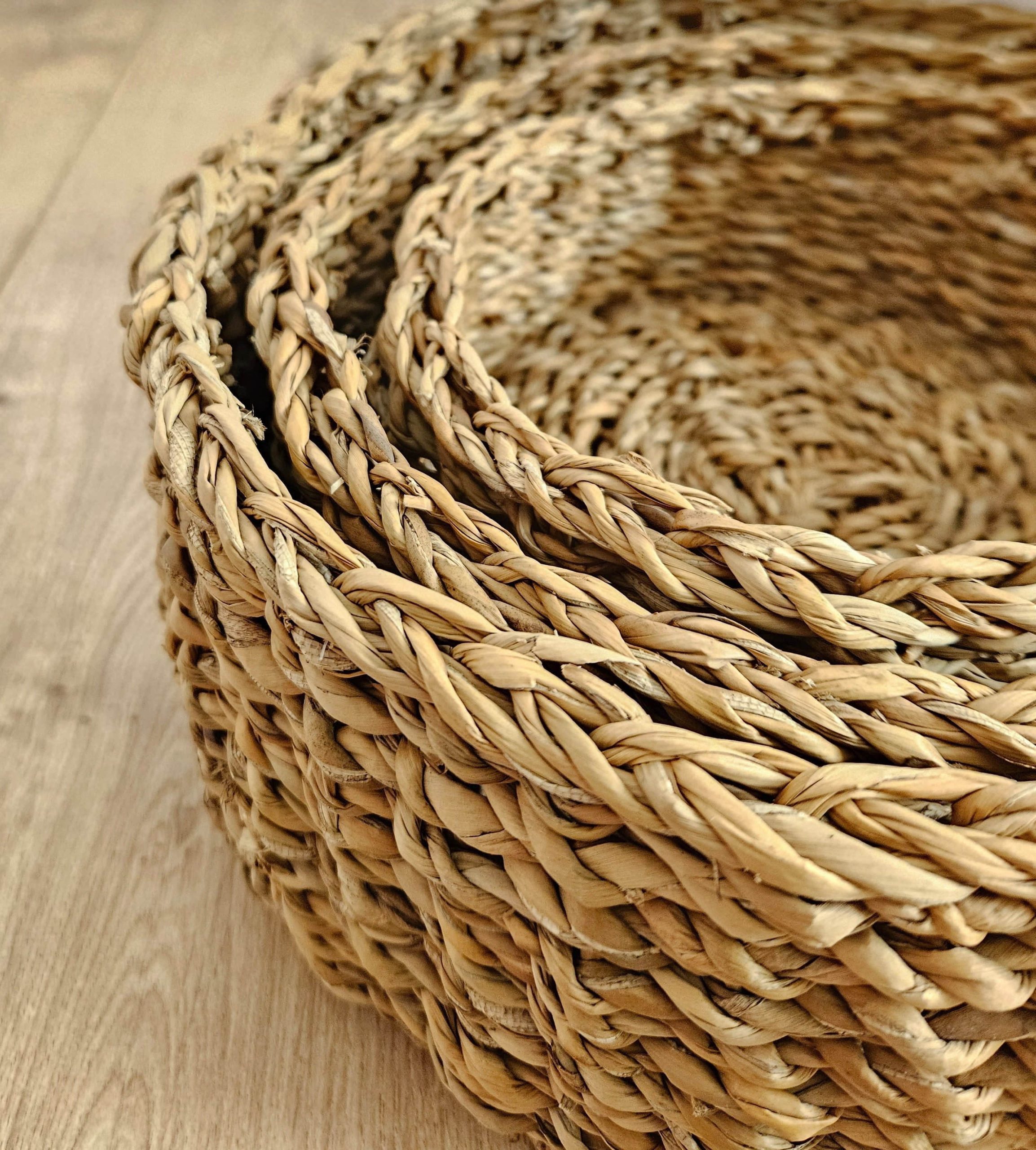 Meinposten Seegras-Körbe Set (3 Stück) – Handgeflochtene runde Aufbewahrungskörbe in Naturbraun | Deko-, Pflanzen- & Wäschekörbe | Größen: 21/25/30 cm | Nachhaltiges Naturmaterial Meinposten Dekoration